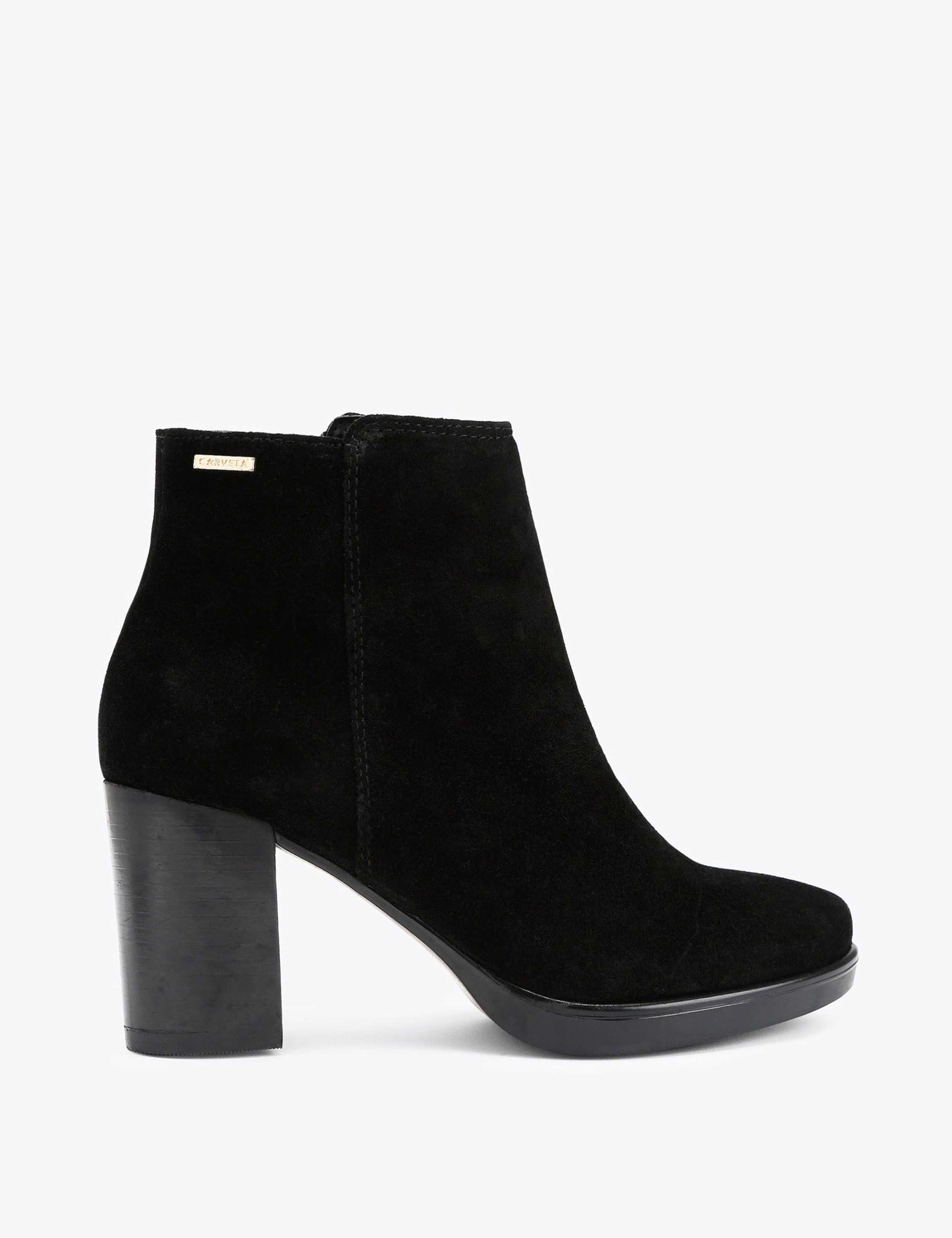 Suede Block Heel Ankle Boots 1 of 4