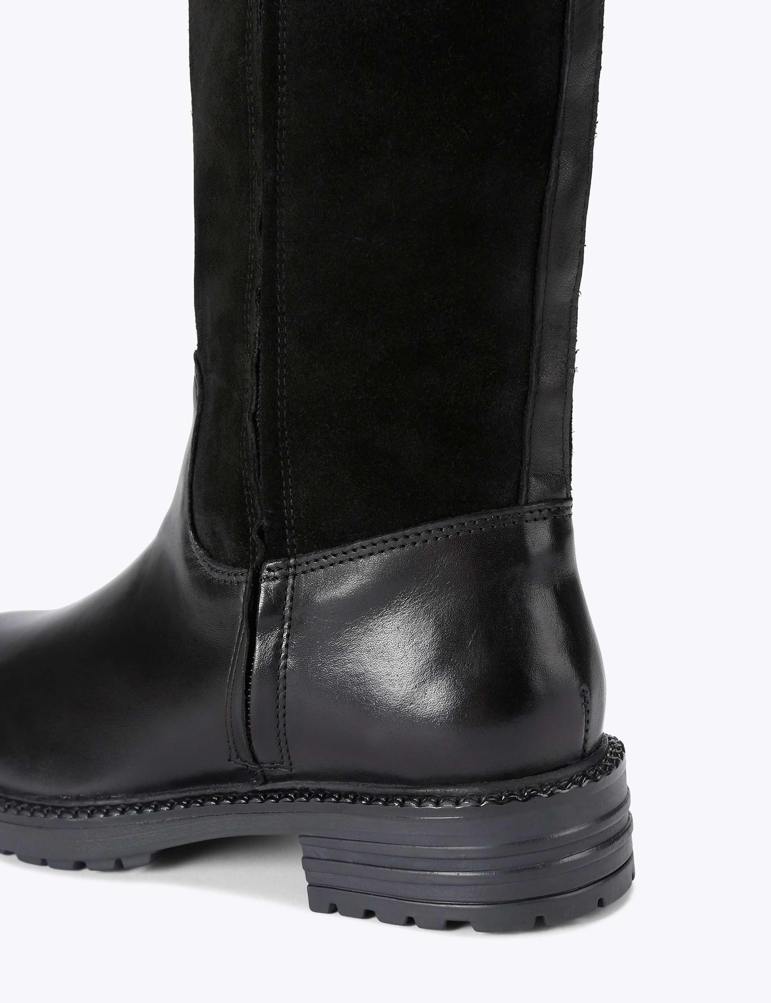 Leather Cleated Block Heel Knee High Boots 3 of 4