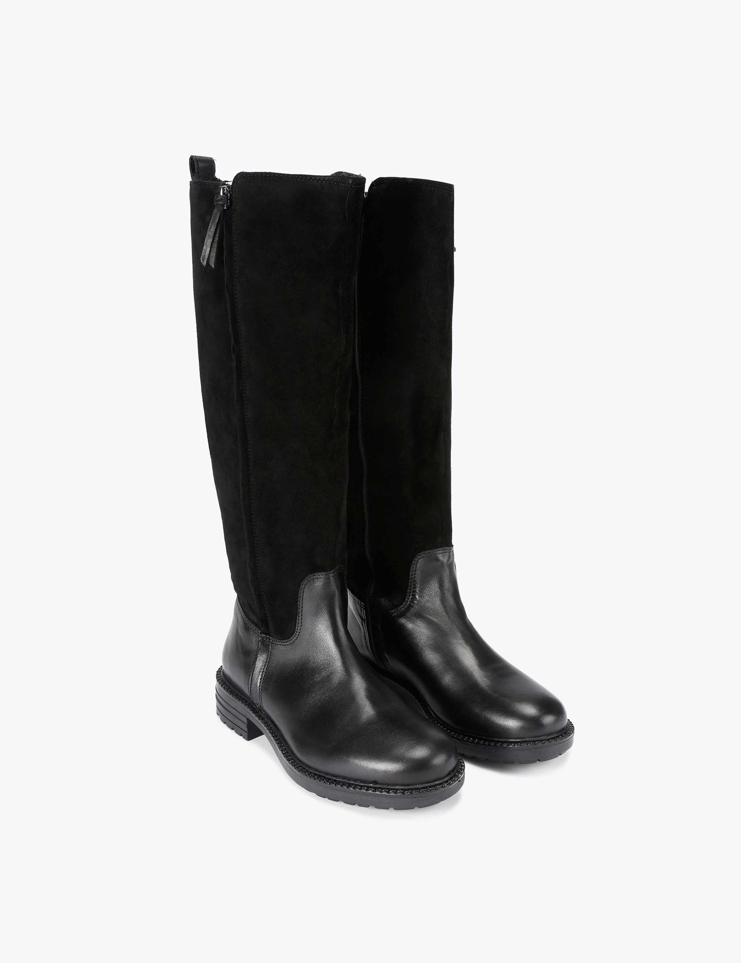 Leather Cleated Block Heel Knee High Boots 4 of 4