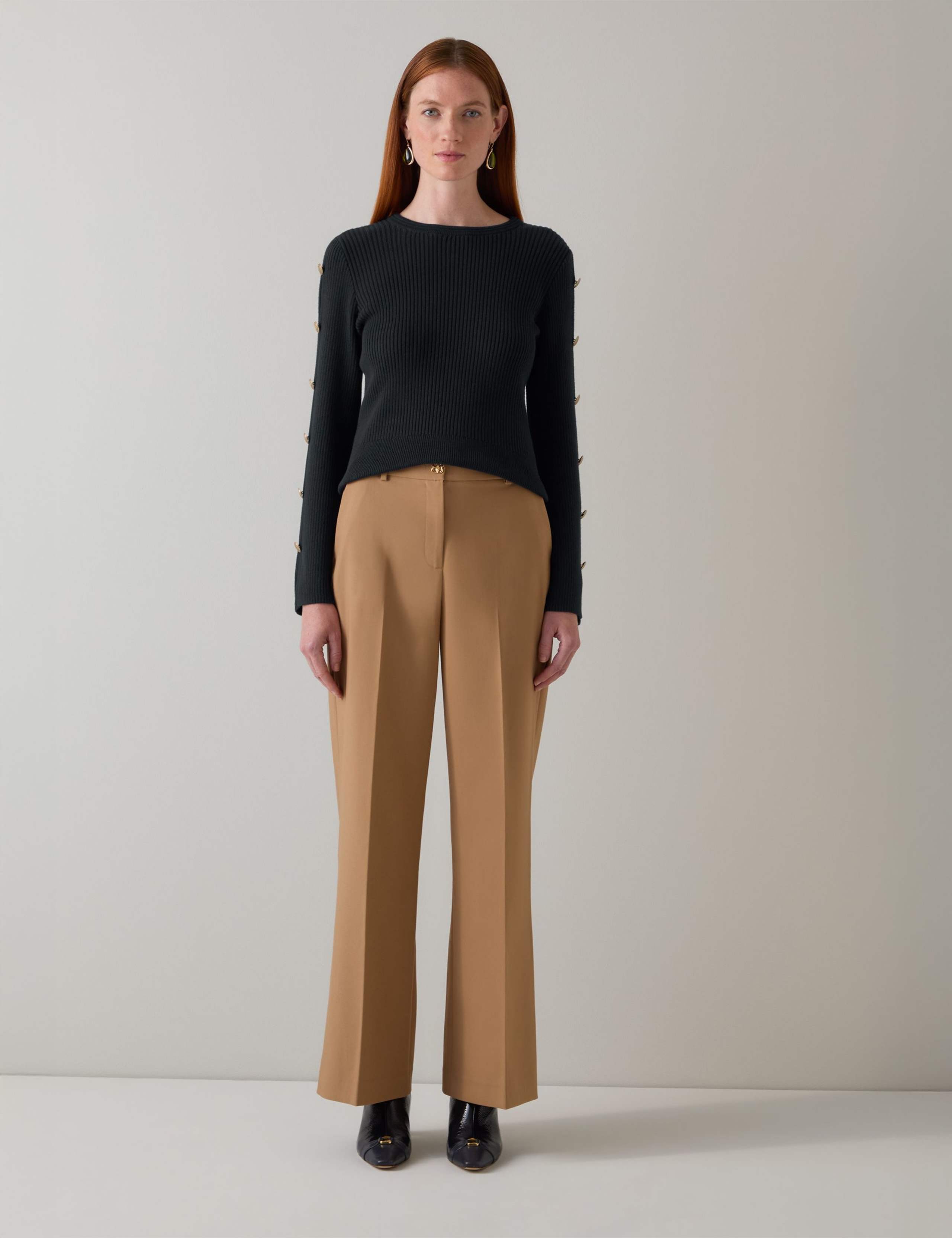 Pure Cotton Ribbed Button Detail Jumper 1 of 4