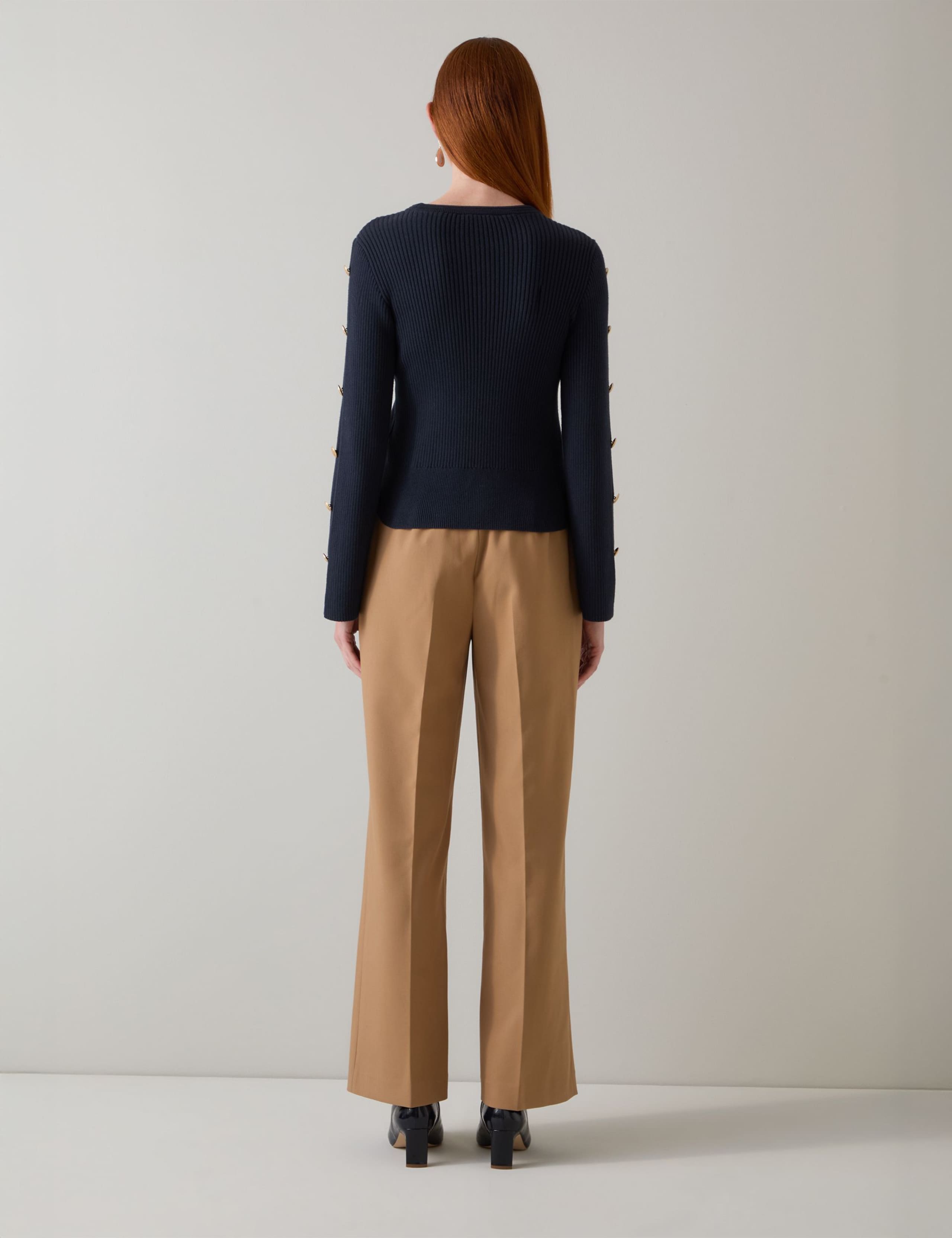 Pure Cotton Ribbed Button Detail Jumper 3 of 4