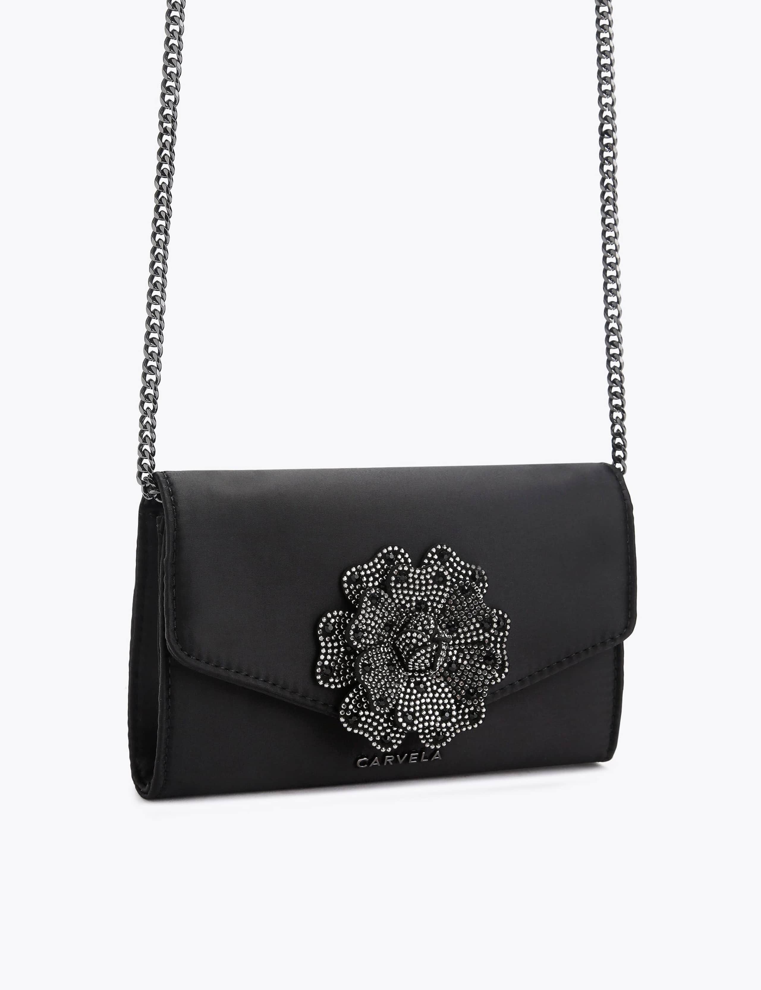 Satin Flower Clutch Bag 3 of 4