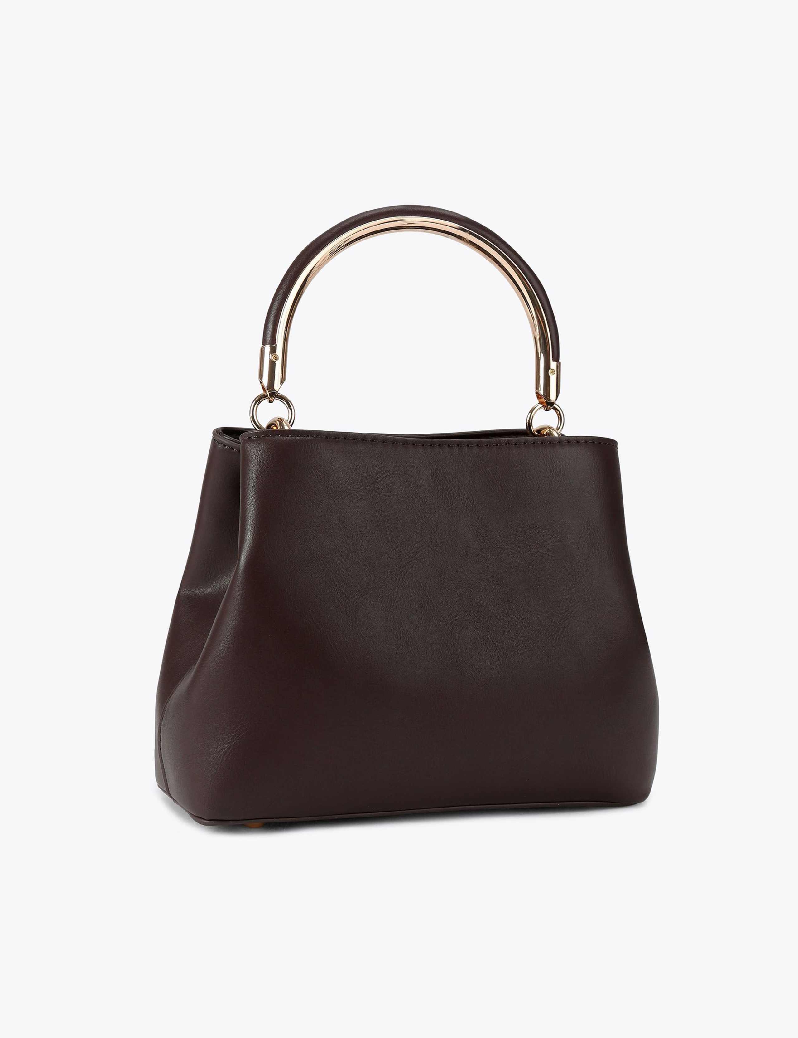 Faux Leather Top Handle Bag 2 of 4