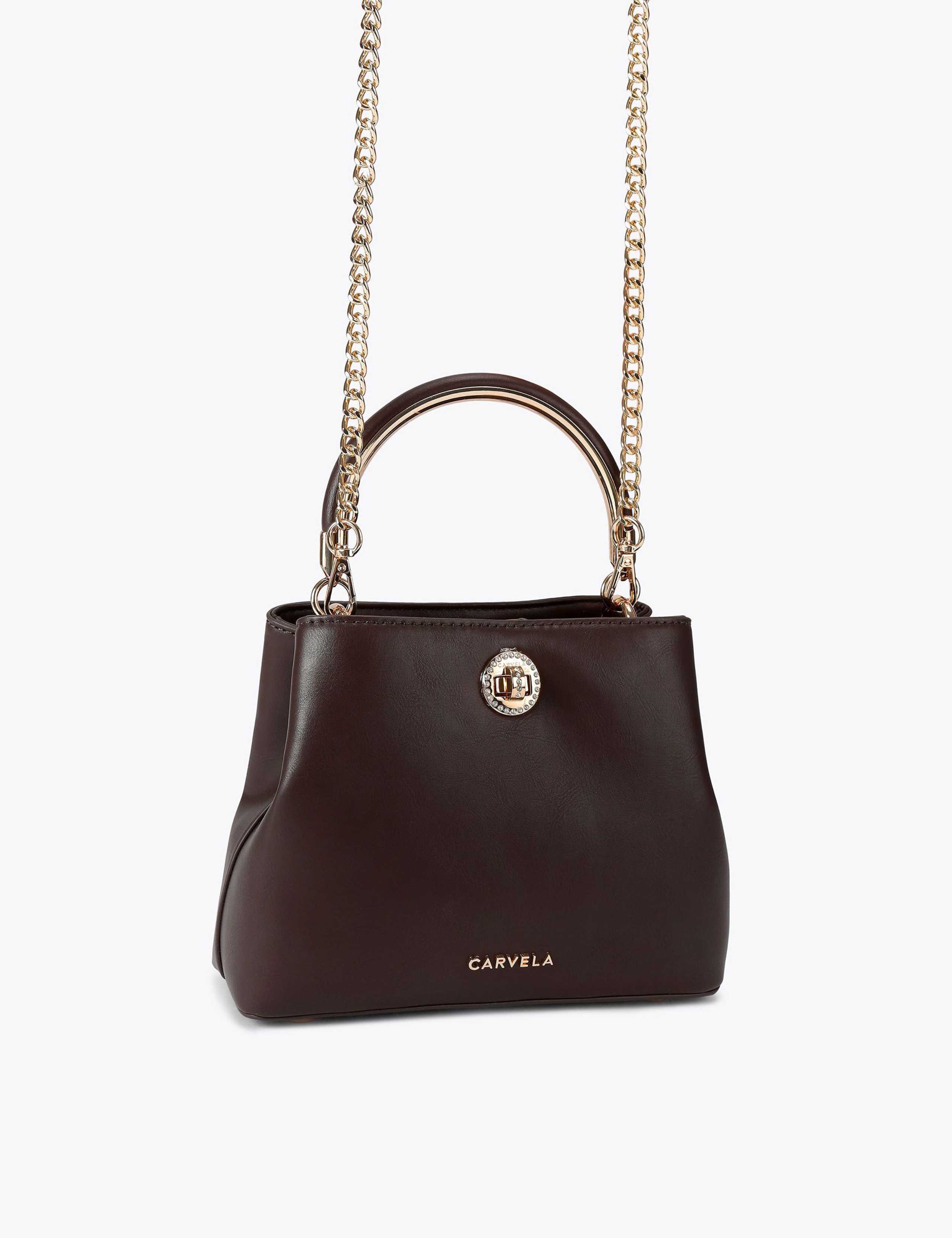 Faux Leather Top Handle Bag 3 of 4