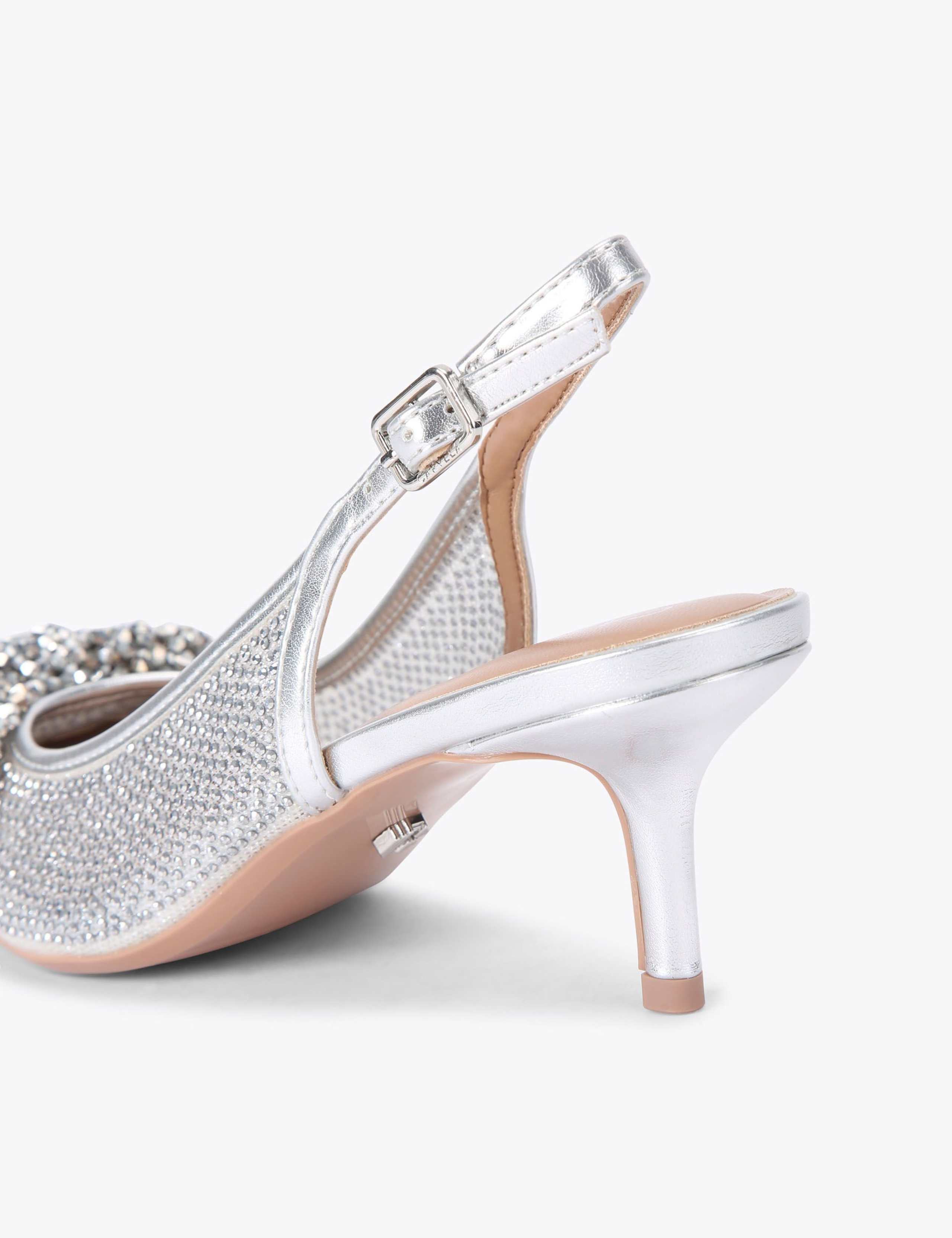 Embellished Bow Slingback Court Shoes 3 of 5