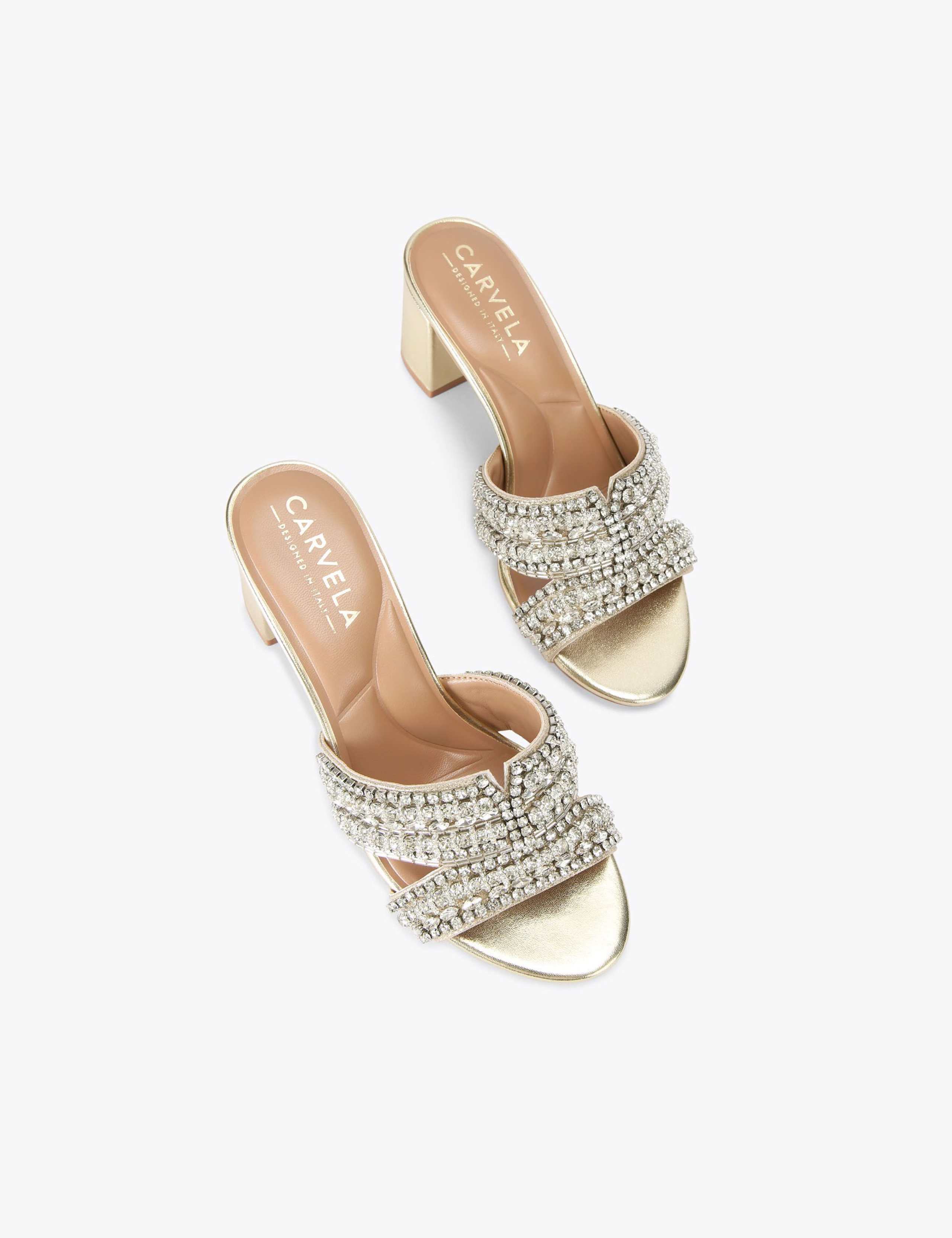 Metallic Sparkle Block Heel Mules 3 of 5