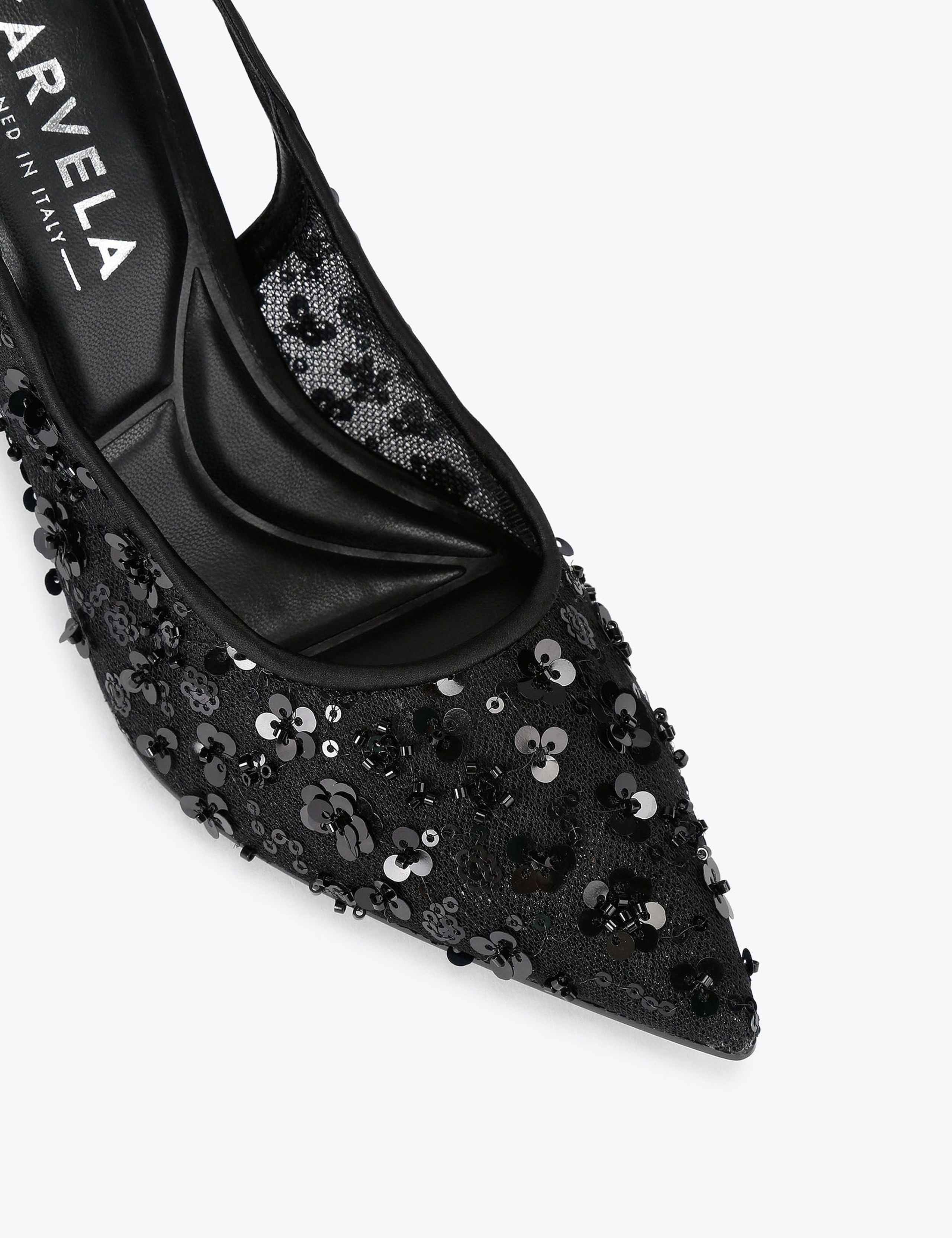 Sequin Stiletto Heel Pointed Slingback Shoes 4 of 5