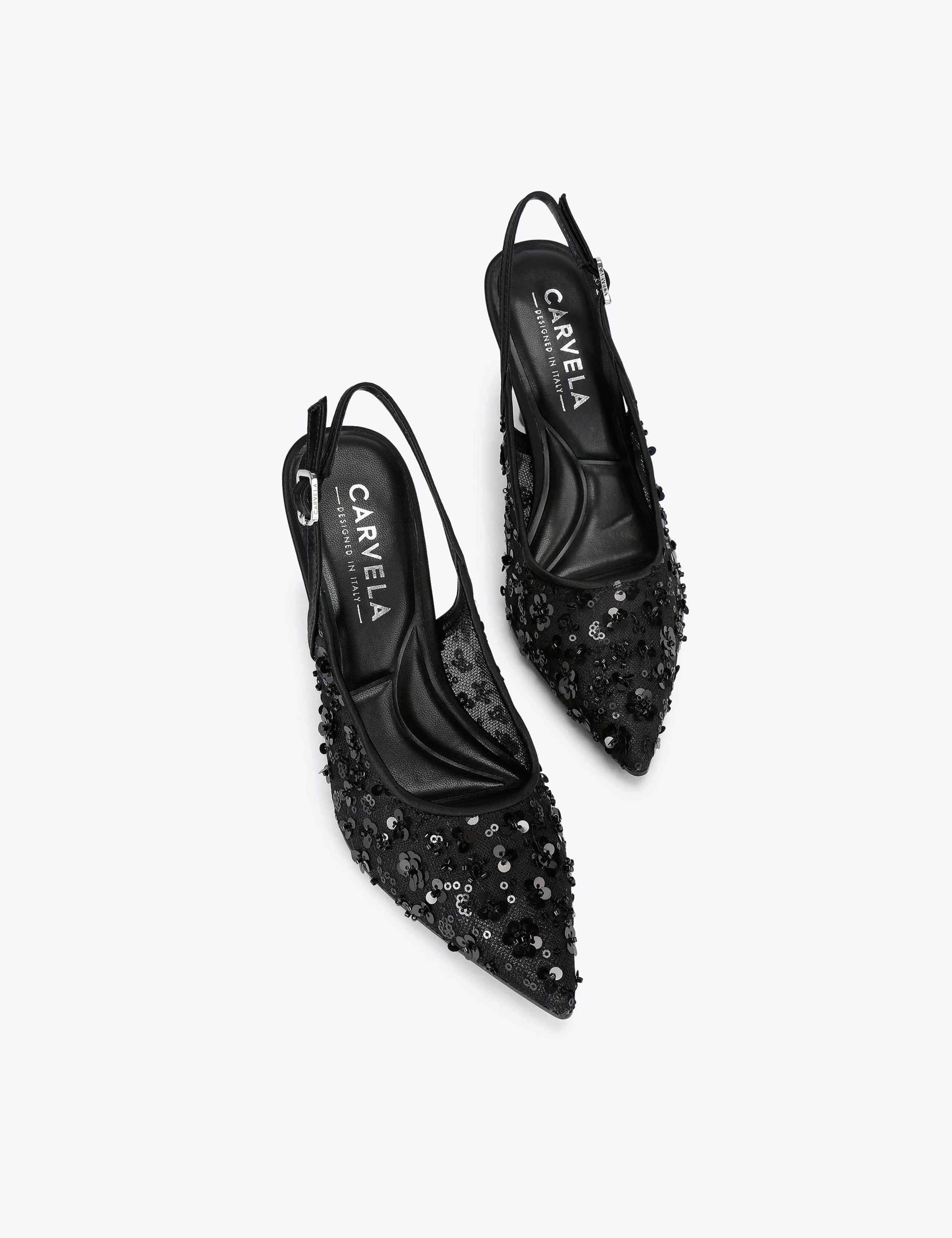 Sequin Stiletto Heel Pointed Slingback Shoes 5 of 5