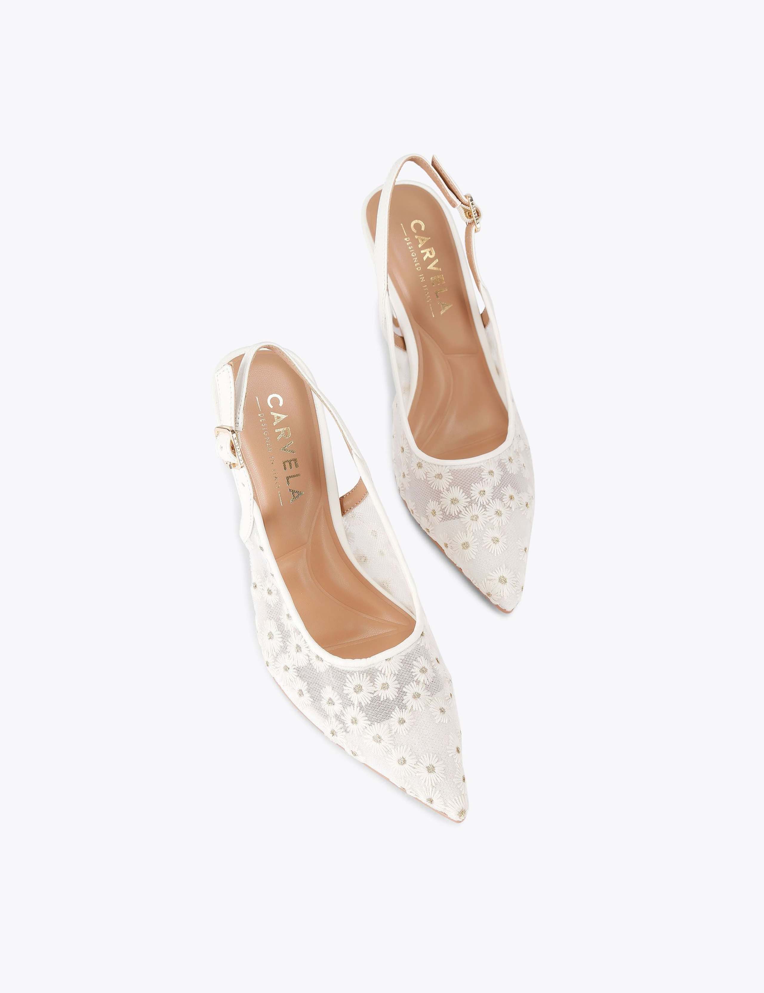 Mesh Daisy Stiletto Heel Slingback Shoes 2 of 4