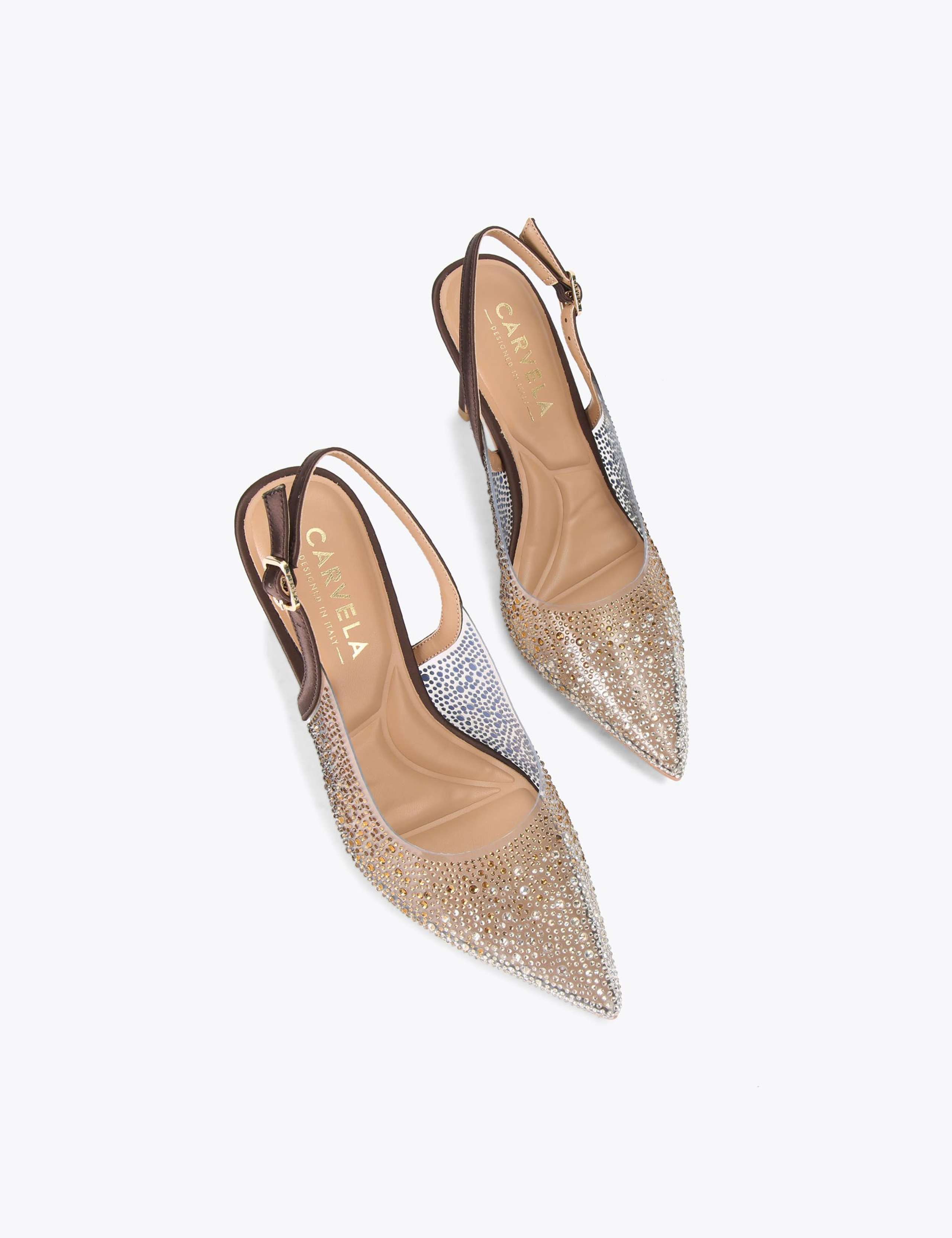 Sparkle Pointed Stiletto Heel Slingback Shoes 2 of 4
