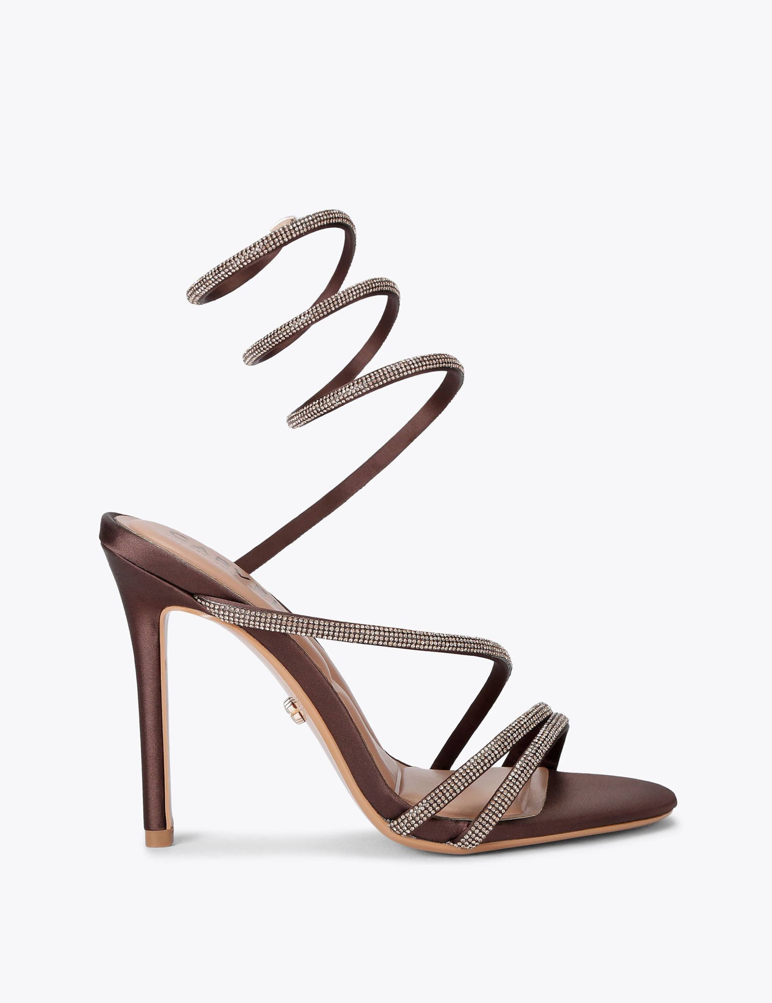 Metallic Sparkle Strappy Stiletto Heel Sandals 1 of 4