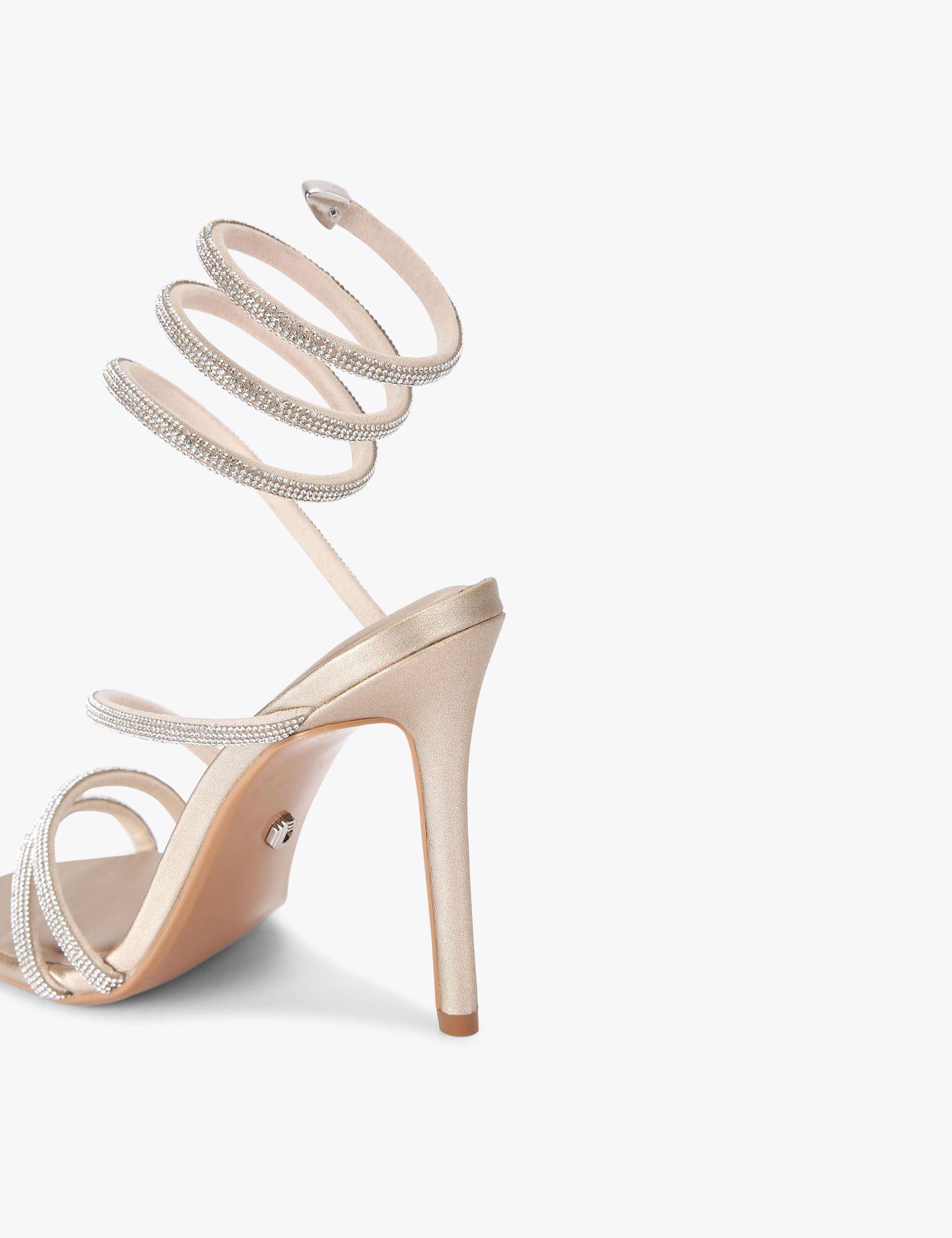 Metallic Sparkle Strappy Stiletto Heel Sandals 4 of 4