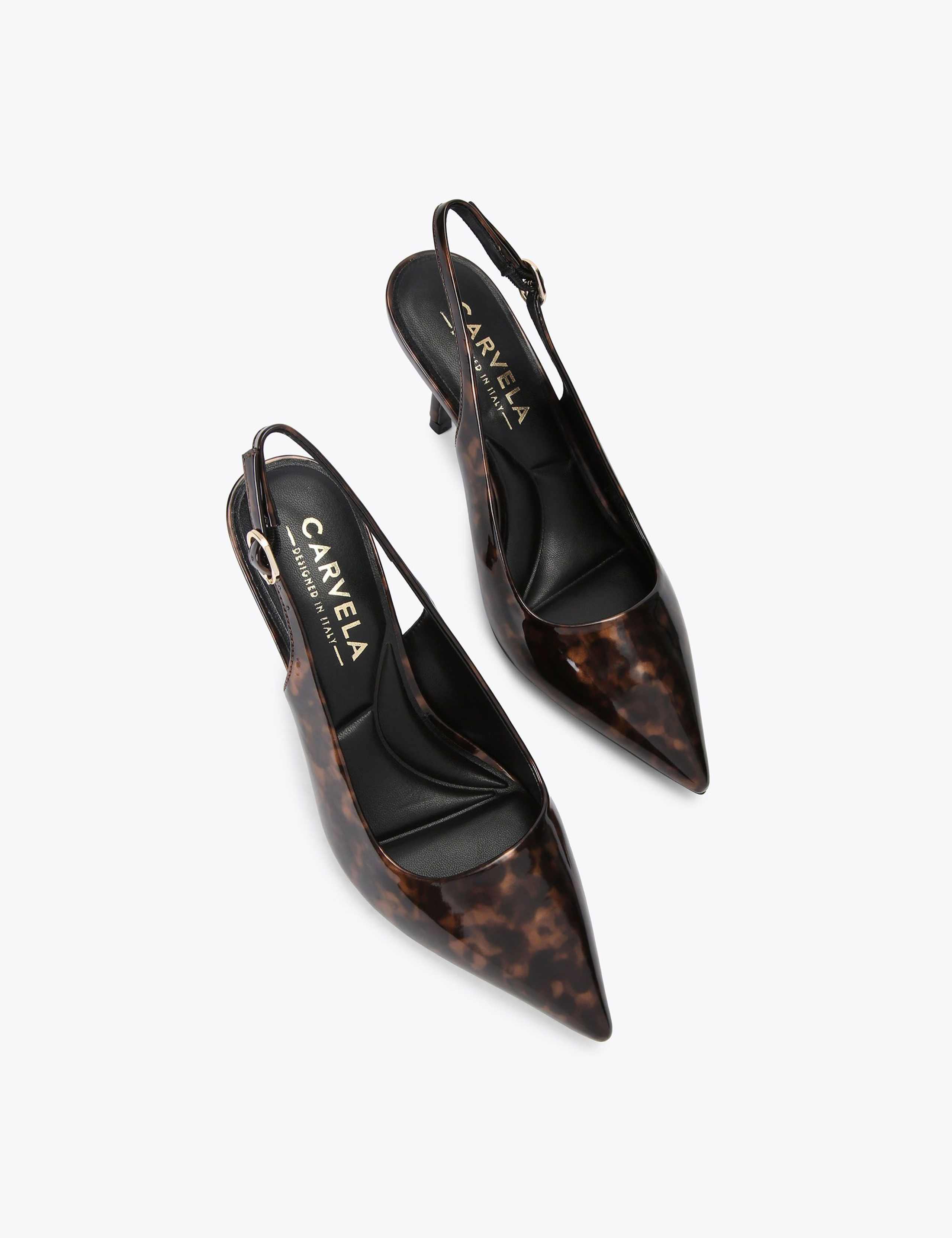 Patent Animal Print Stiletto Heel Slingbacks 2 of 4