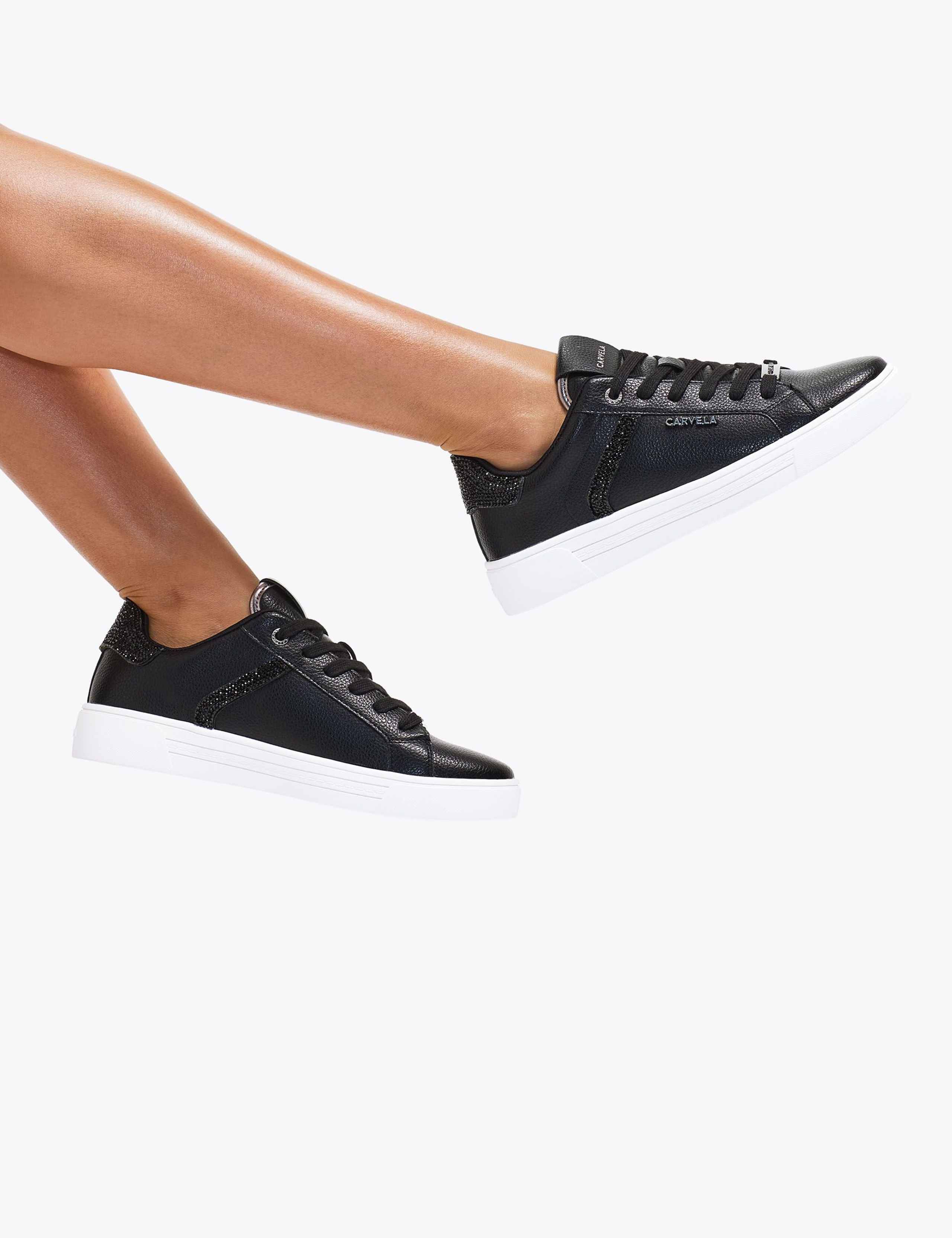 Lace Up Sparkle Crystal Cupsole Trainers 2 of 5