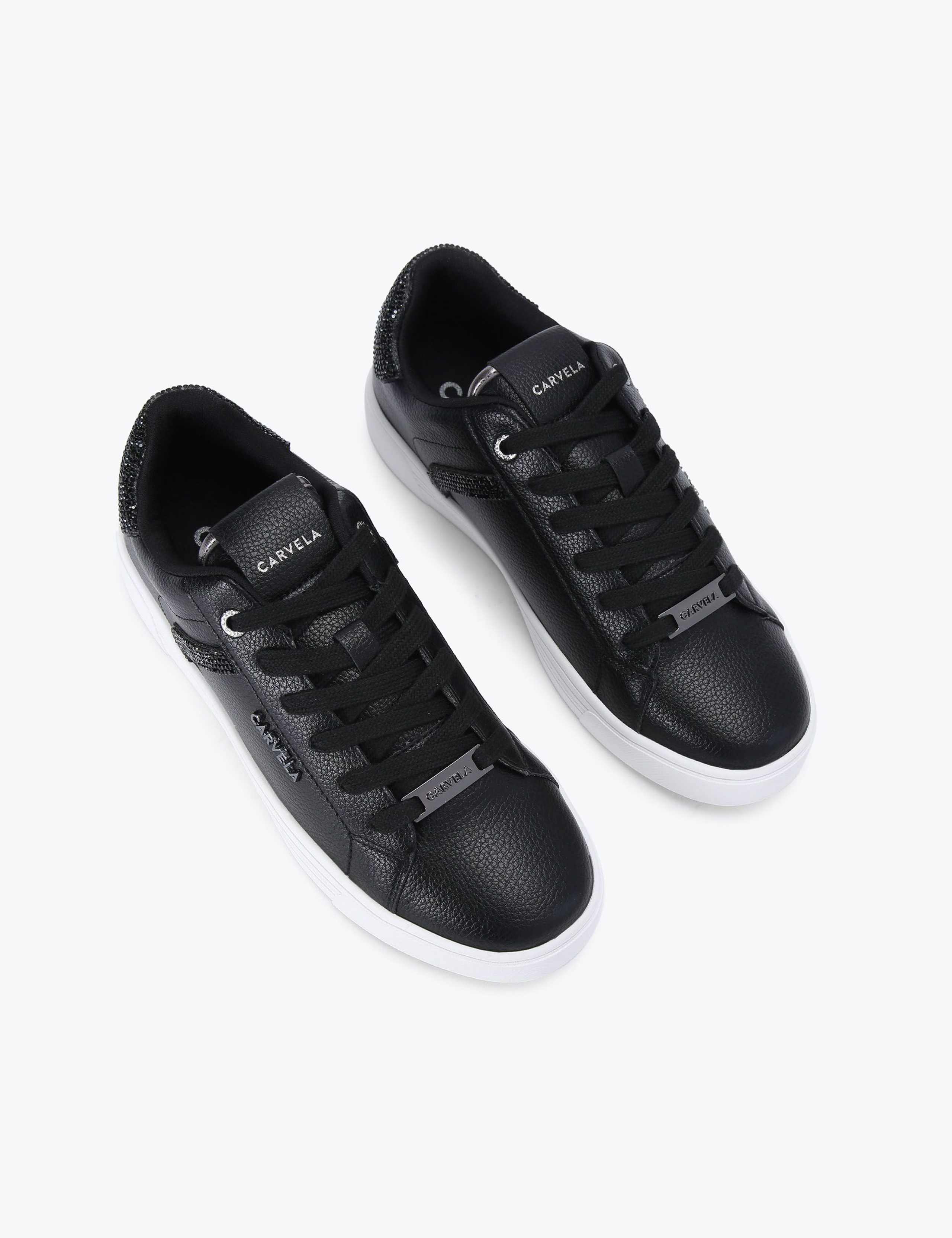 Lace Up Sparkle Crystal Cupsole Trainers 3 of 5