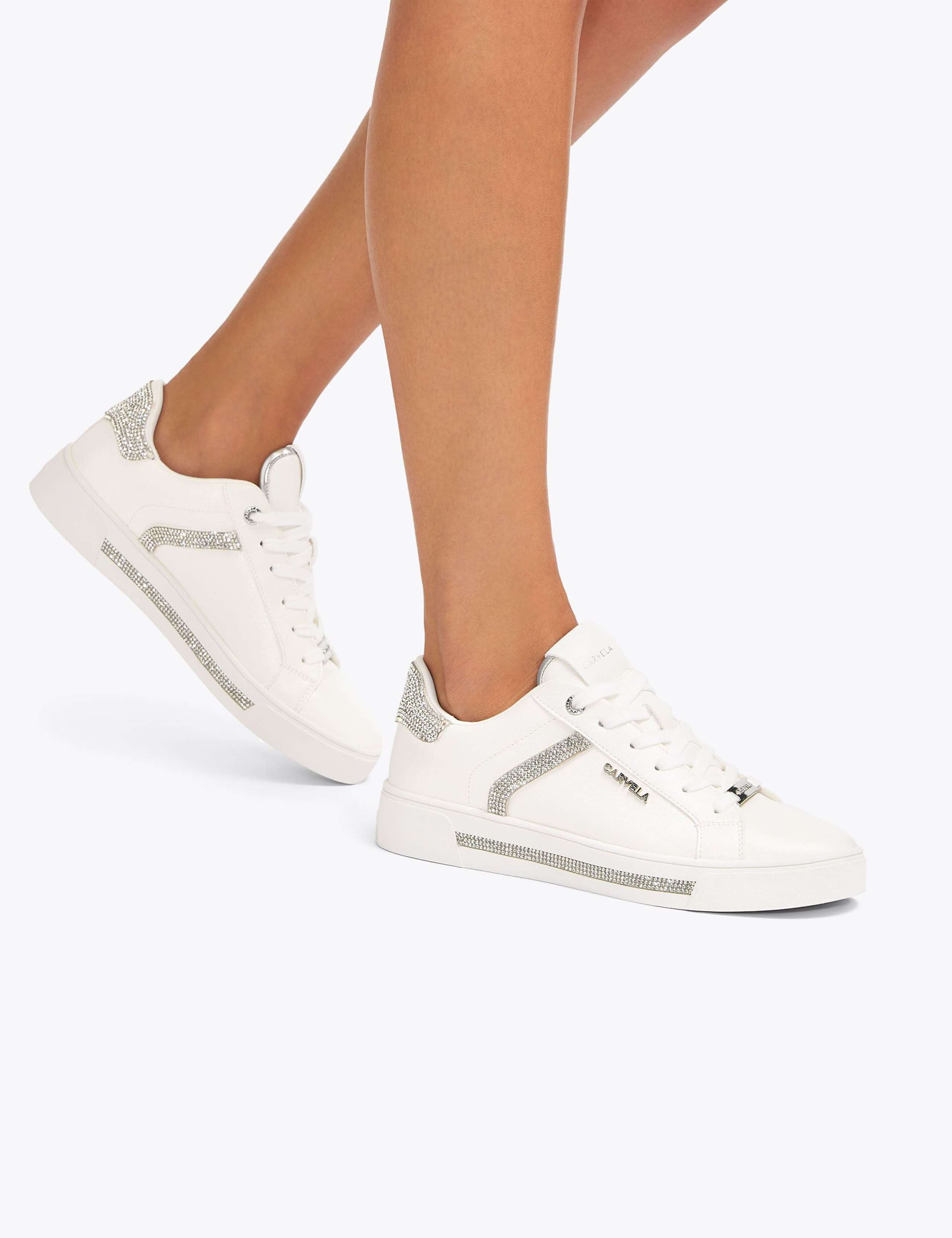 Lace Up Sparkle Crystal Cupsole Trainers 2 of 5