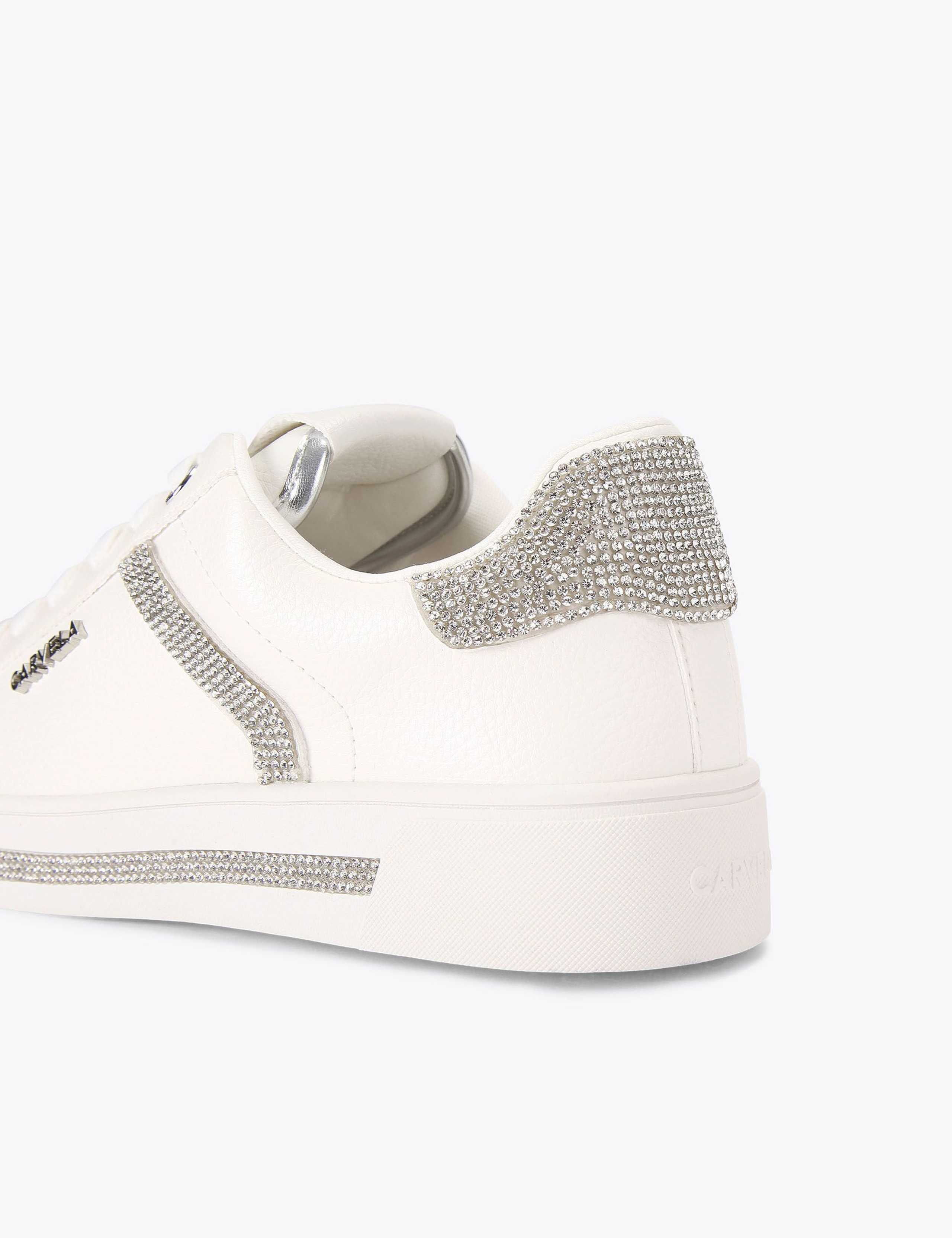 Lace Up Sparkle Crystal Cupsole Trainers 3 of 5