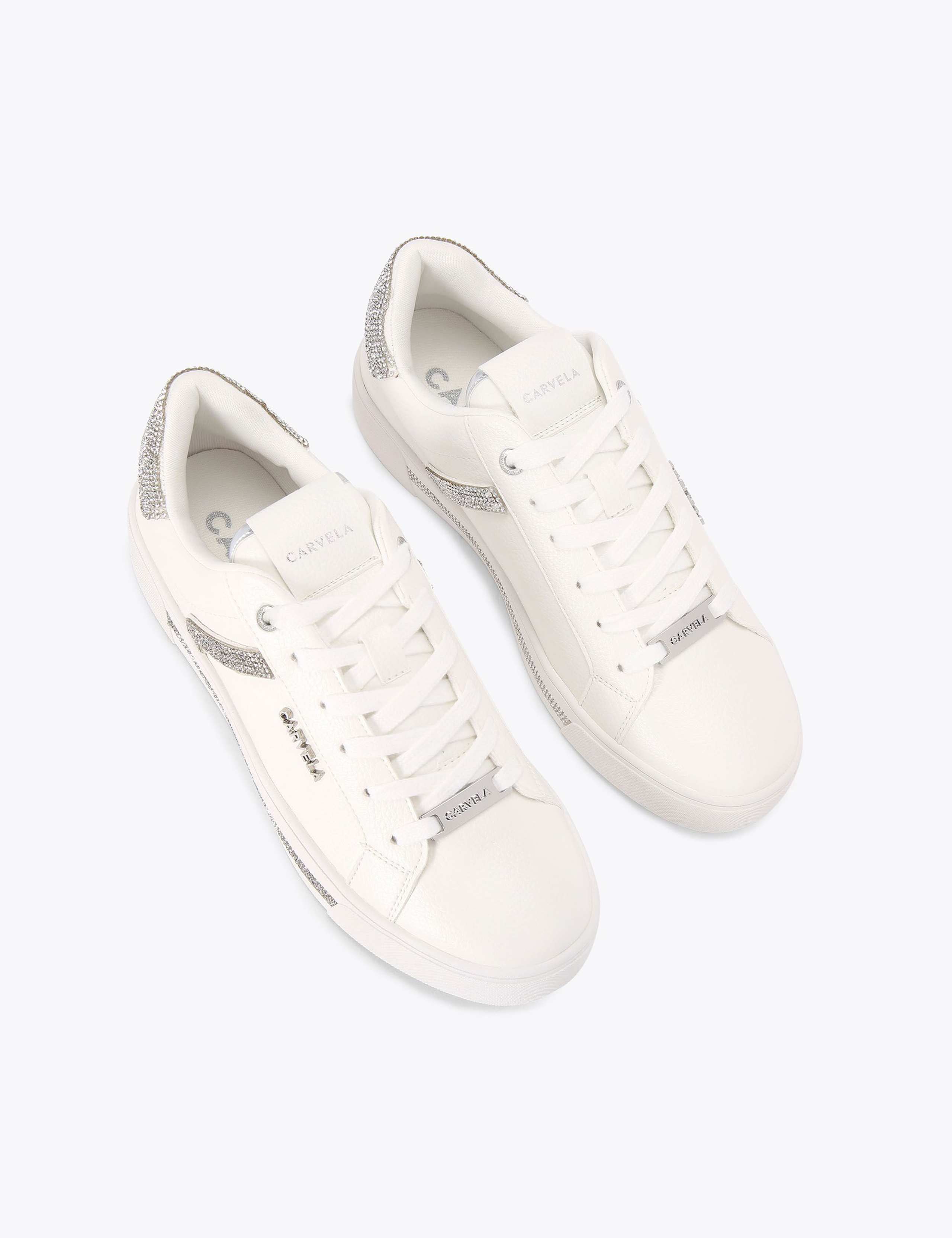 Lace Up Sparkle Crystal Cupsole Trainers 4 of 5