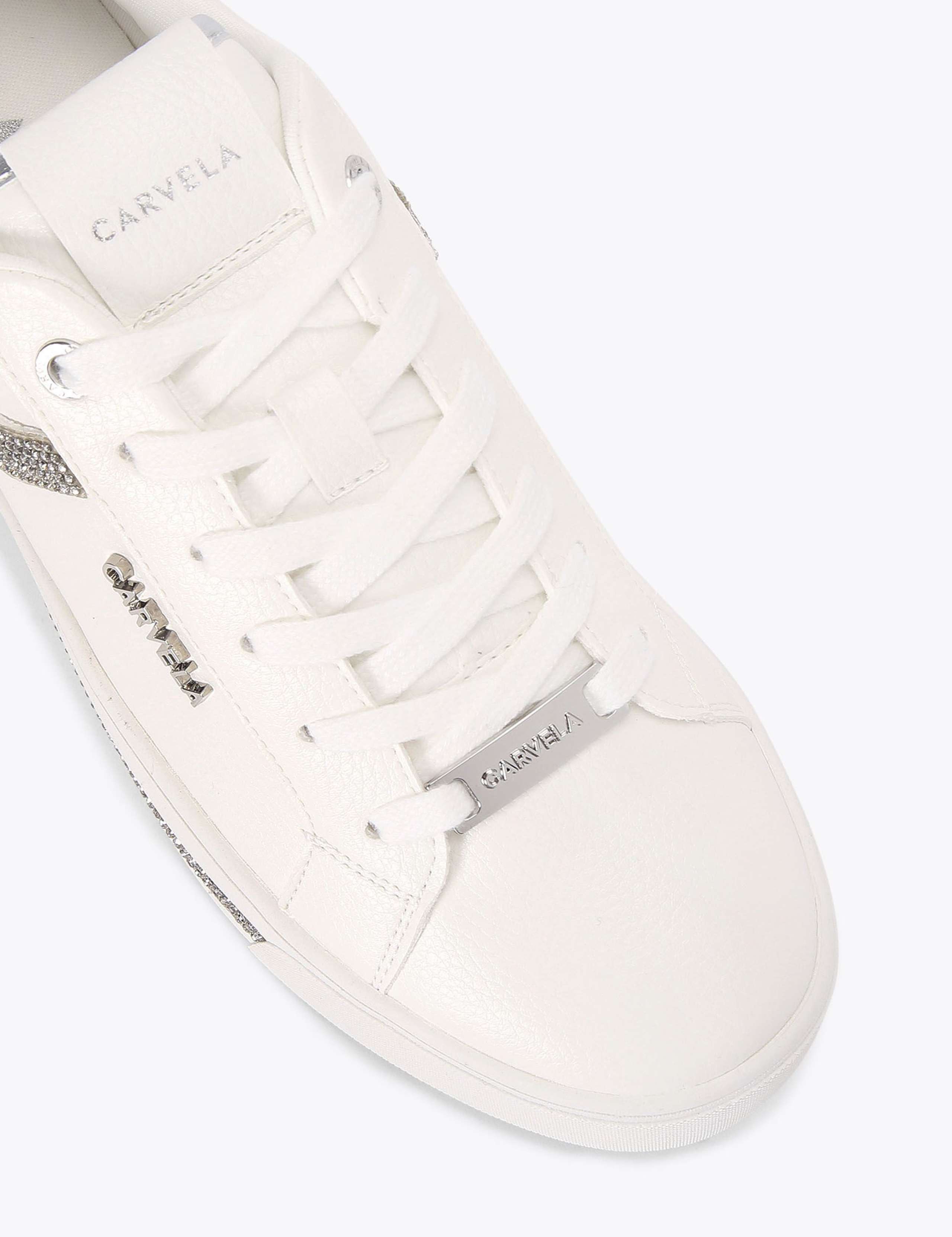 Lace Up Sparkle Crystal Cupsole Trainers 5 of 5