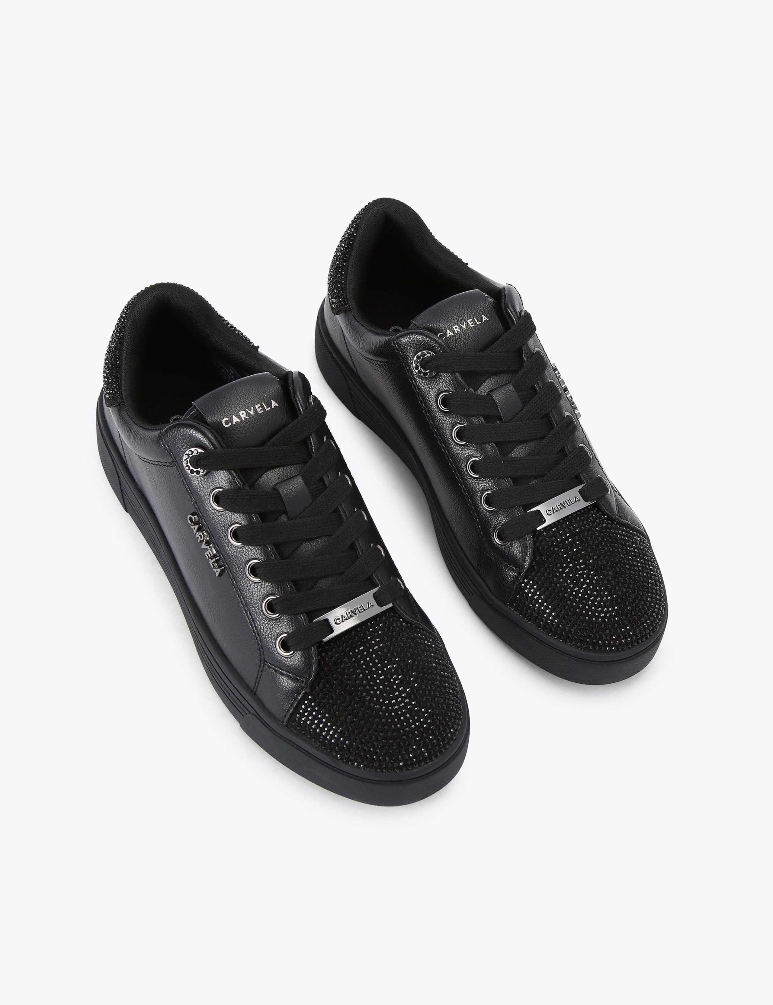 Lace Up Sparkle Crystal Embellished Trainers 2 of 4