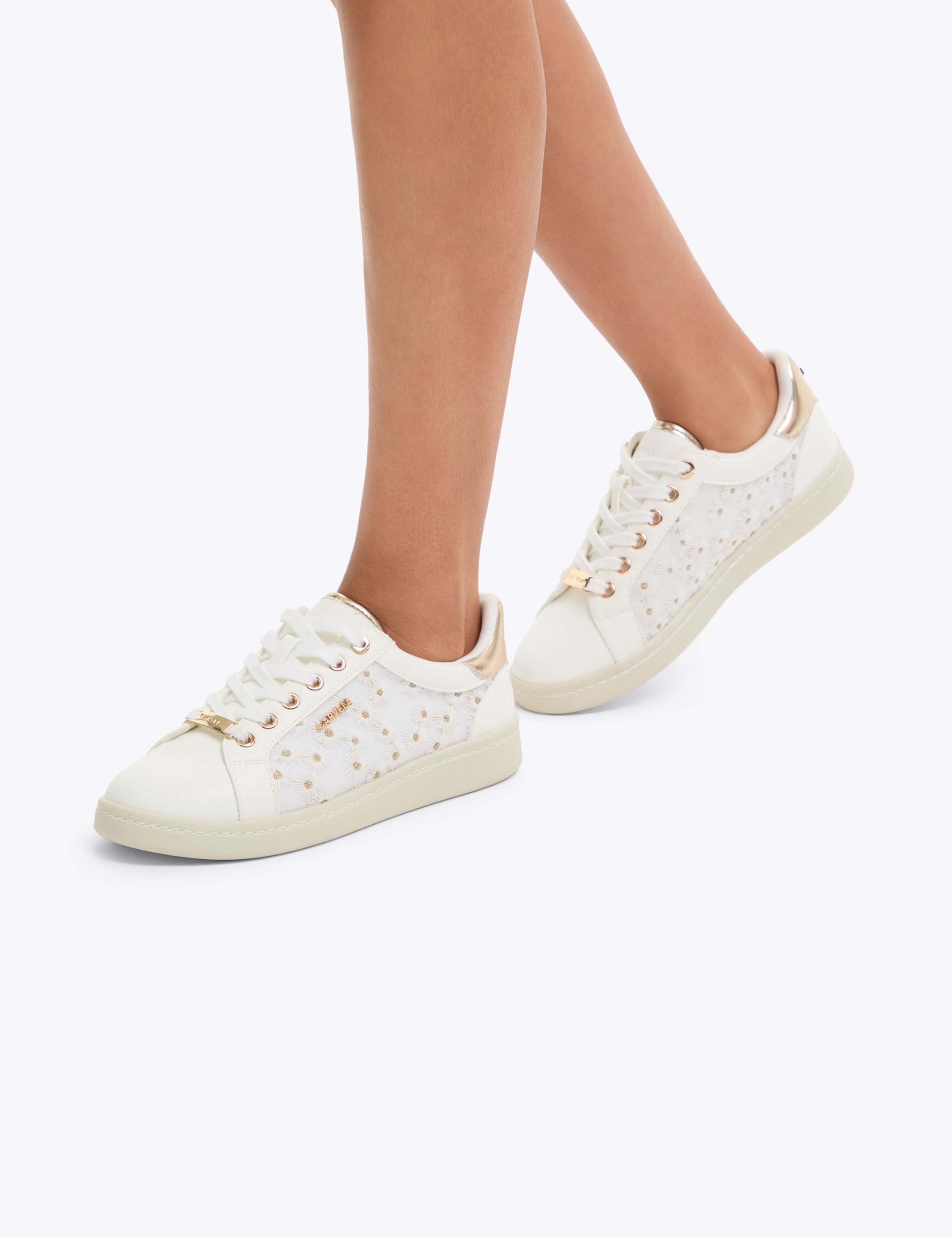 Lace Up Flower Embroidered Trainers 2 of 5