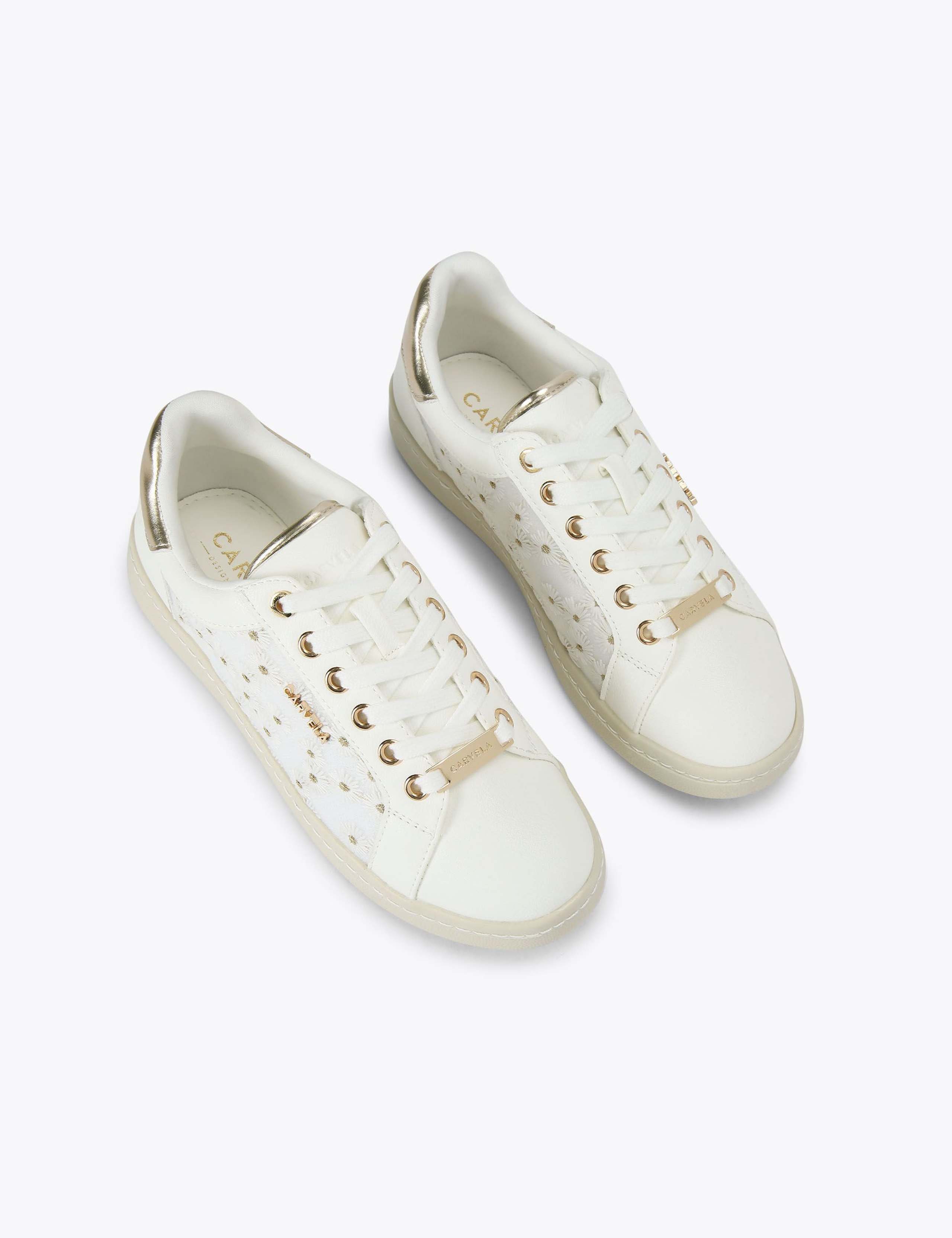 Lace Up Flower Embroidered Trainers 5 of 5
