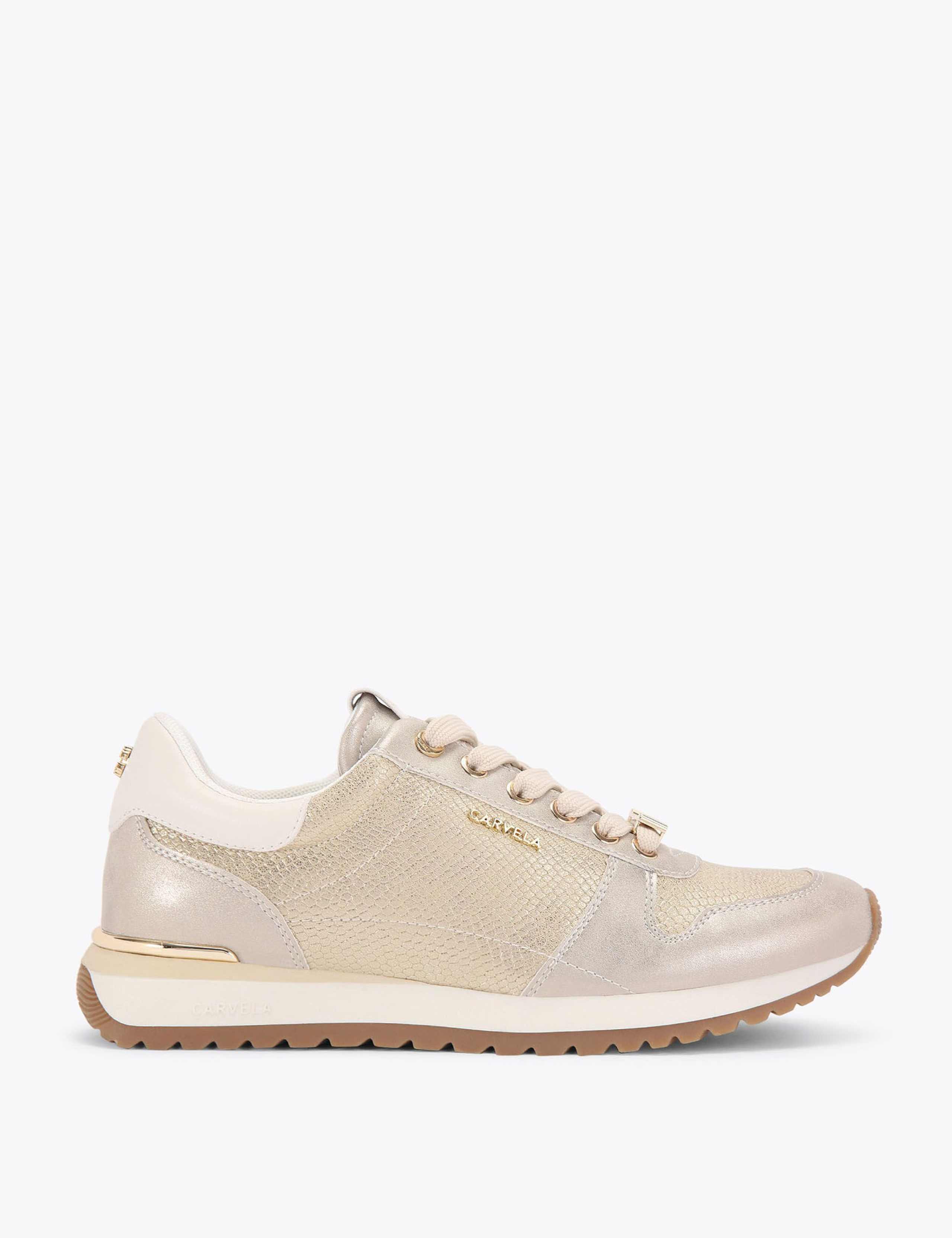 Lace Up Metallic Lizard Effect Trainers 1 of 5