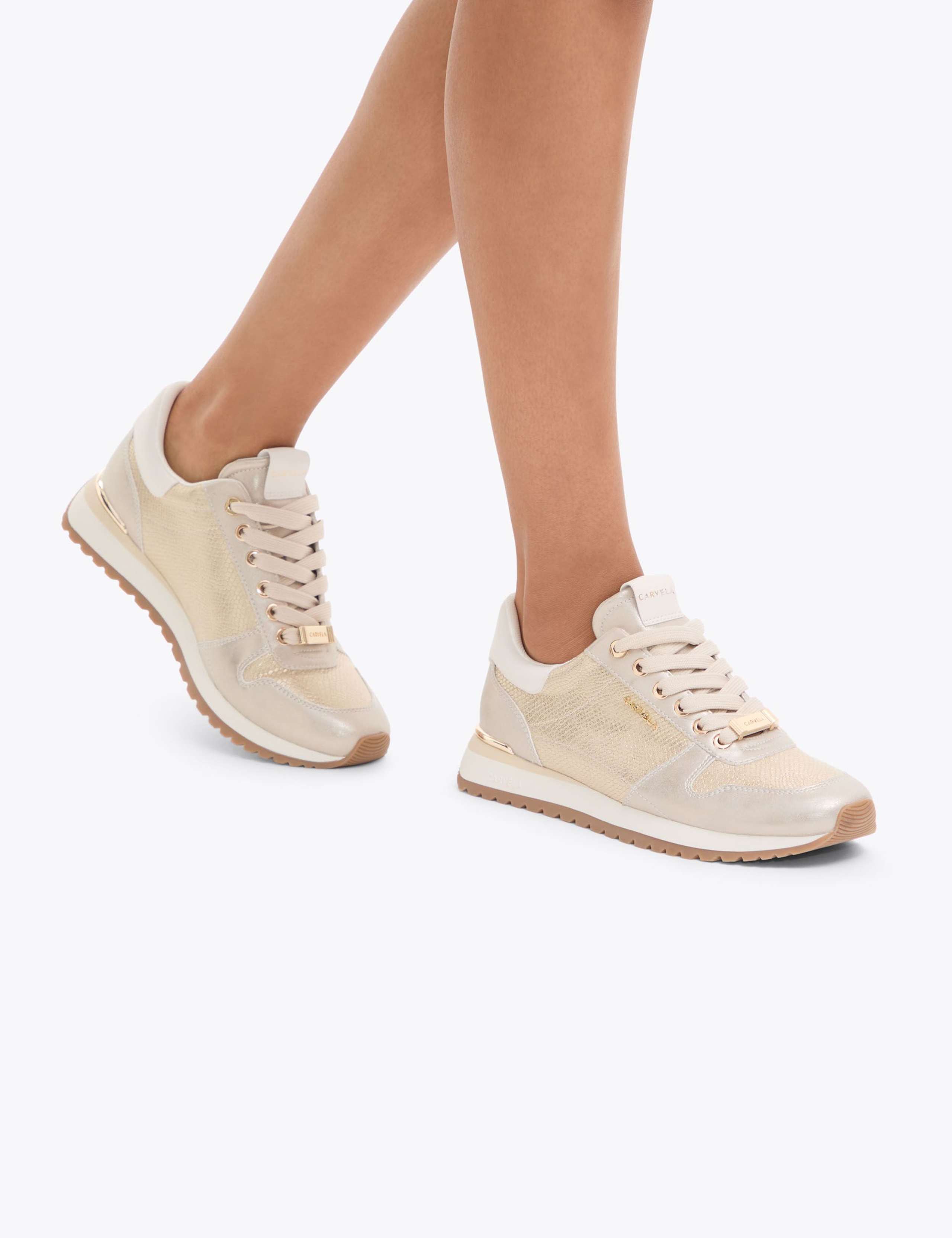 Lace Up Metallic Lizard Effect Trainers 2 of 5