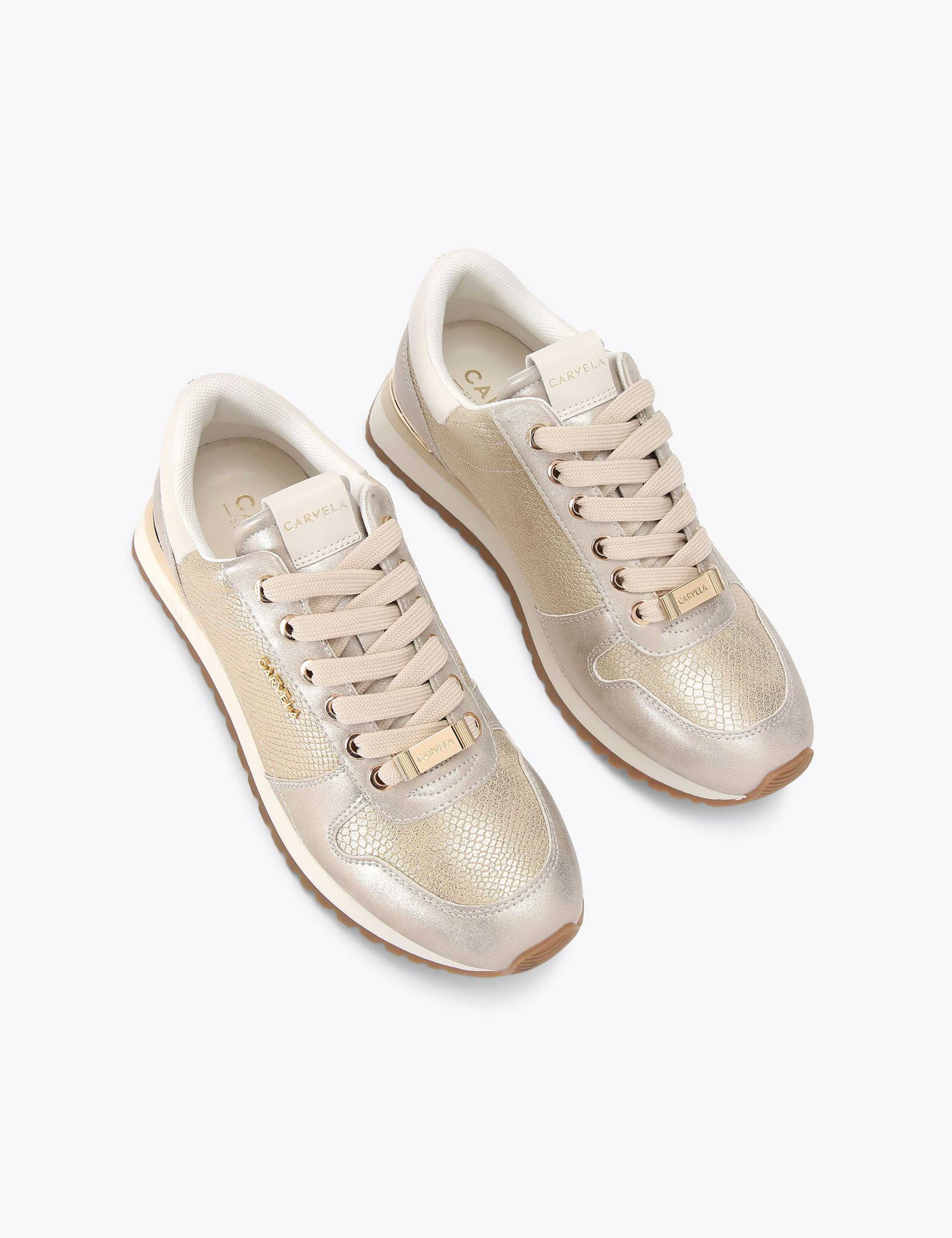 Lace Up Metallic Lizard Effect Trainers 4 of 5