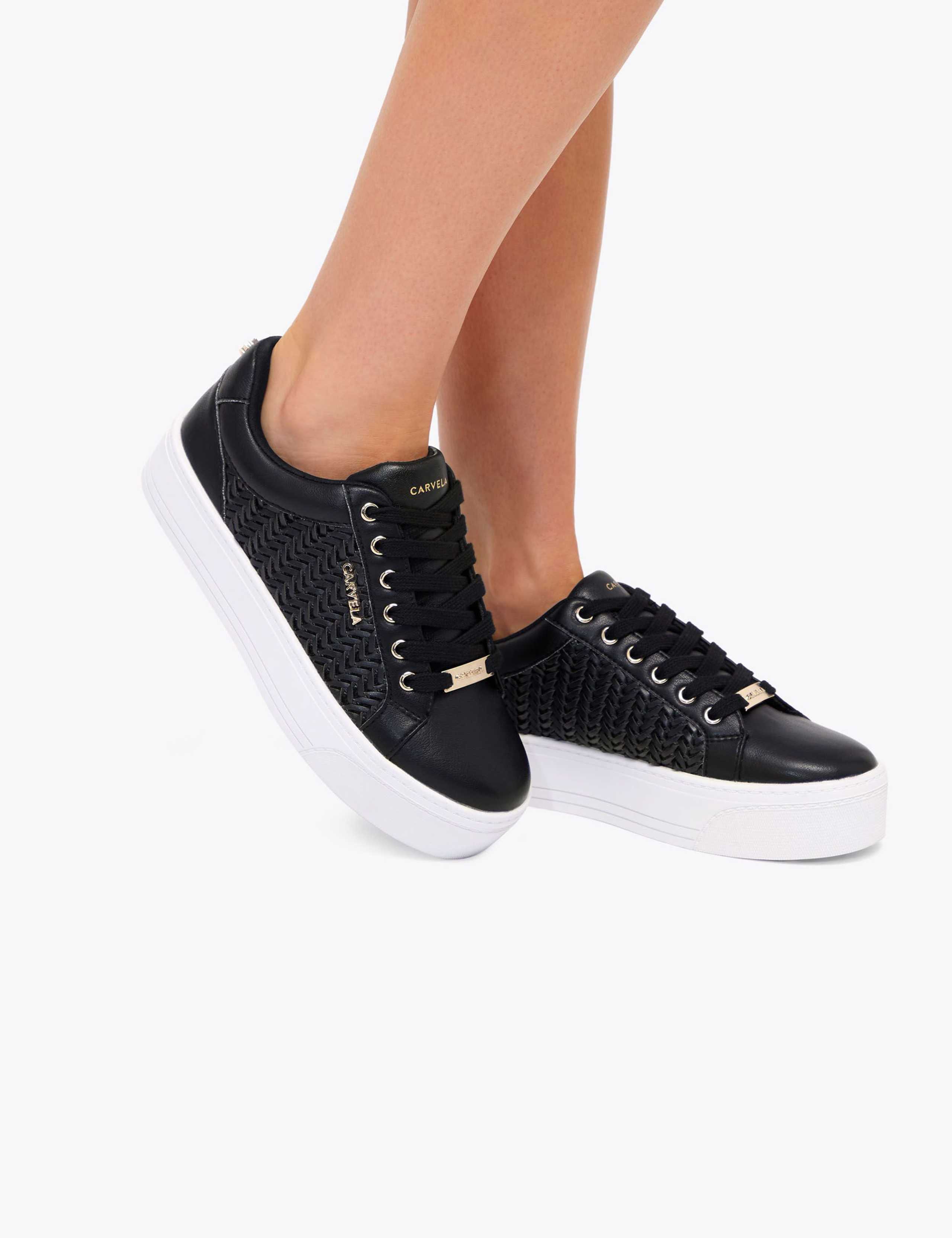 Lace Up Weave Detail Flatform Trainers 2 of 5