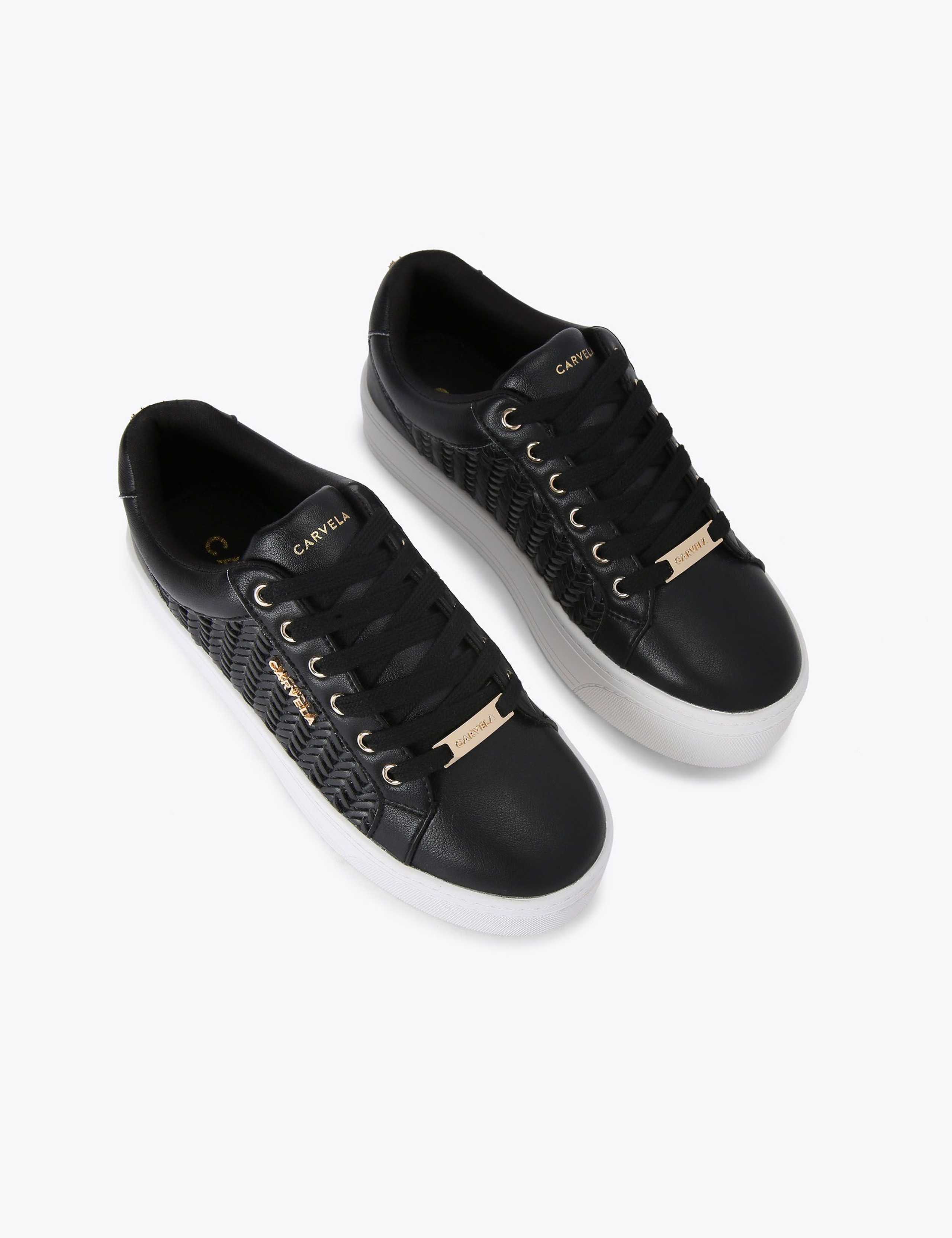 Lace Up Weave Detail Flatform Trainers 3 of 5