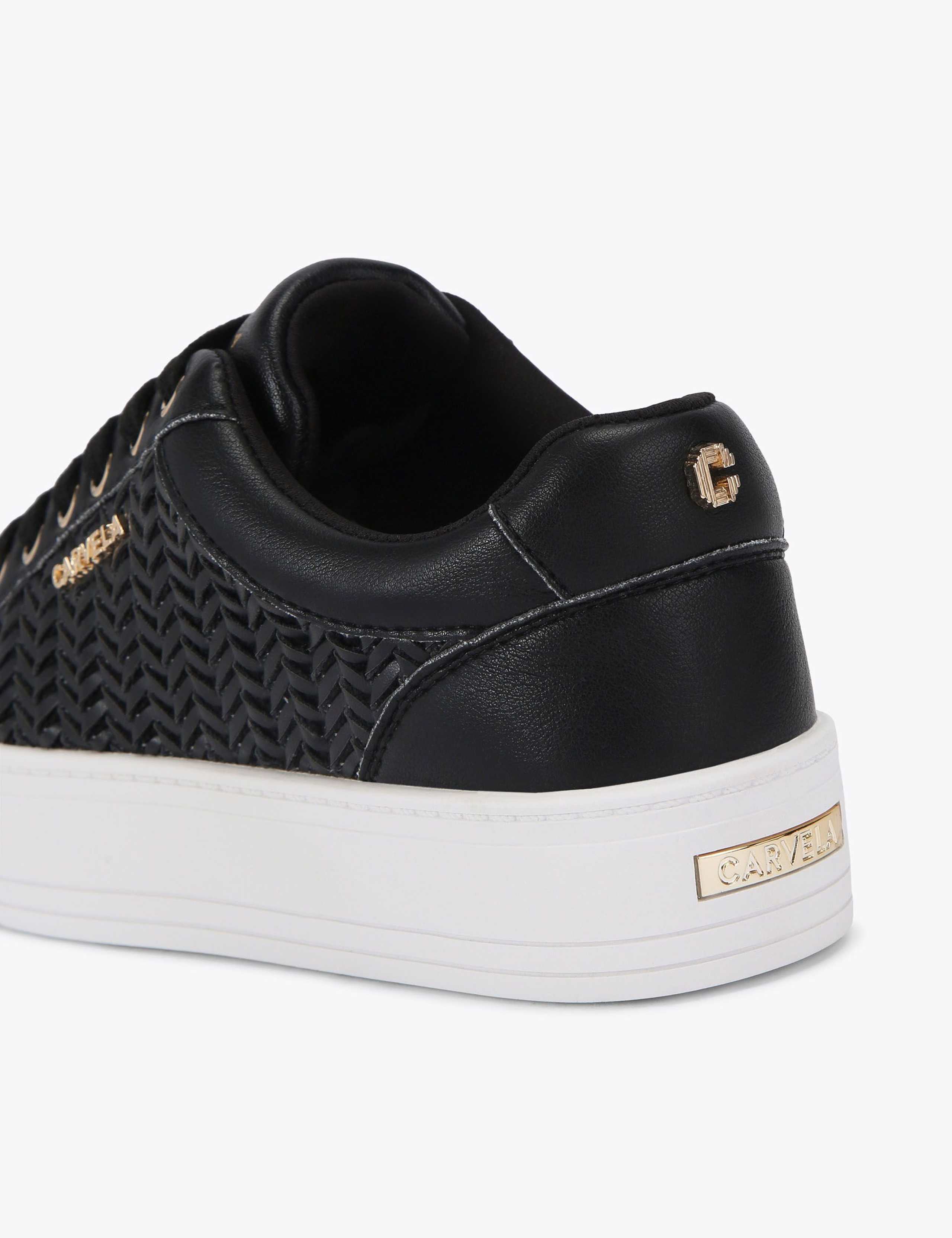 Lace Up Weave Detail Flatform Trainers 4 of 5