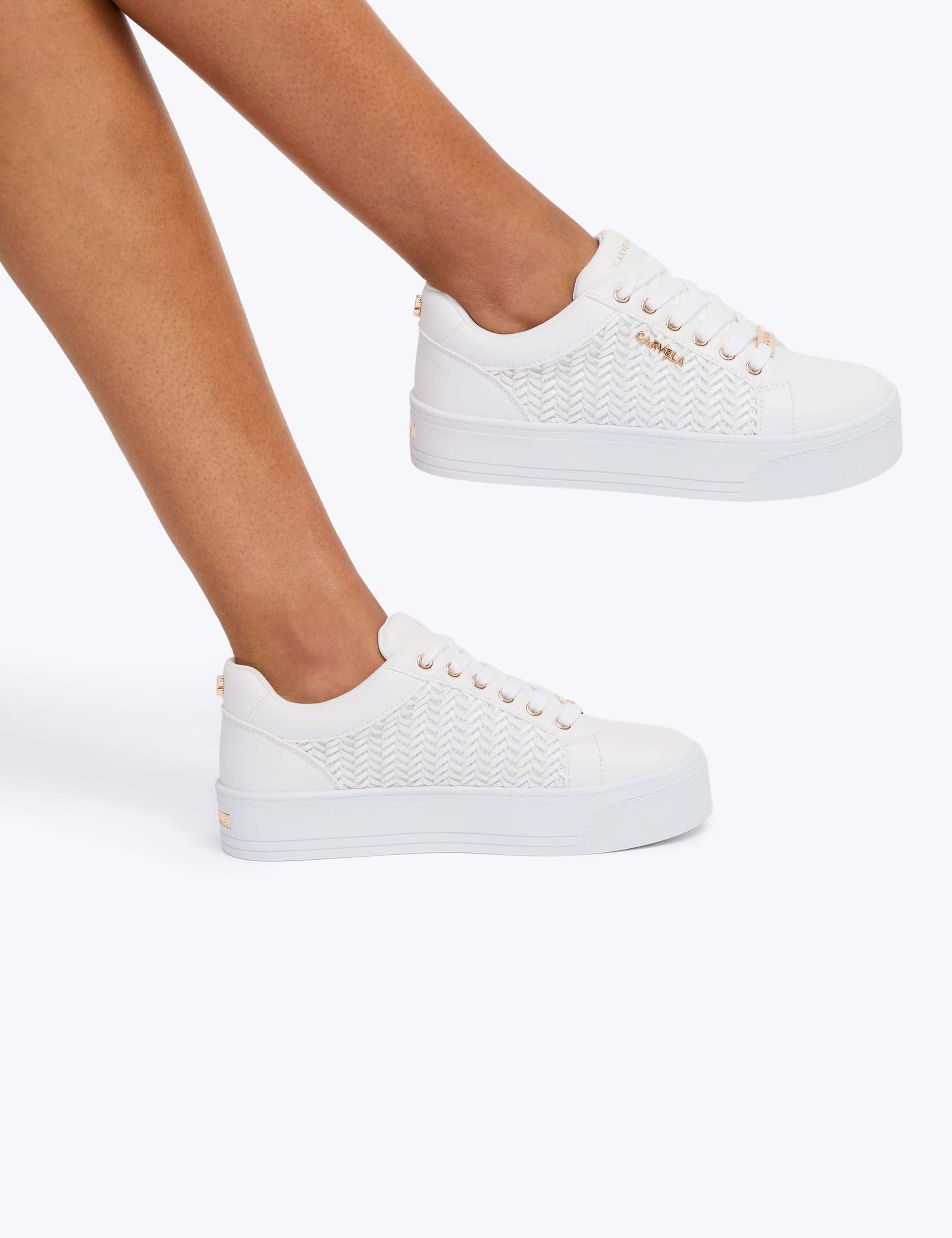 Lace Up Weave Detail Flatform Trainers 2 of 5