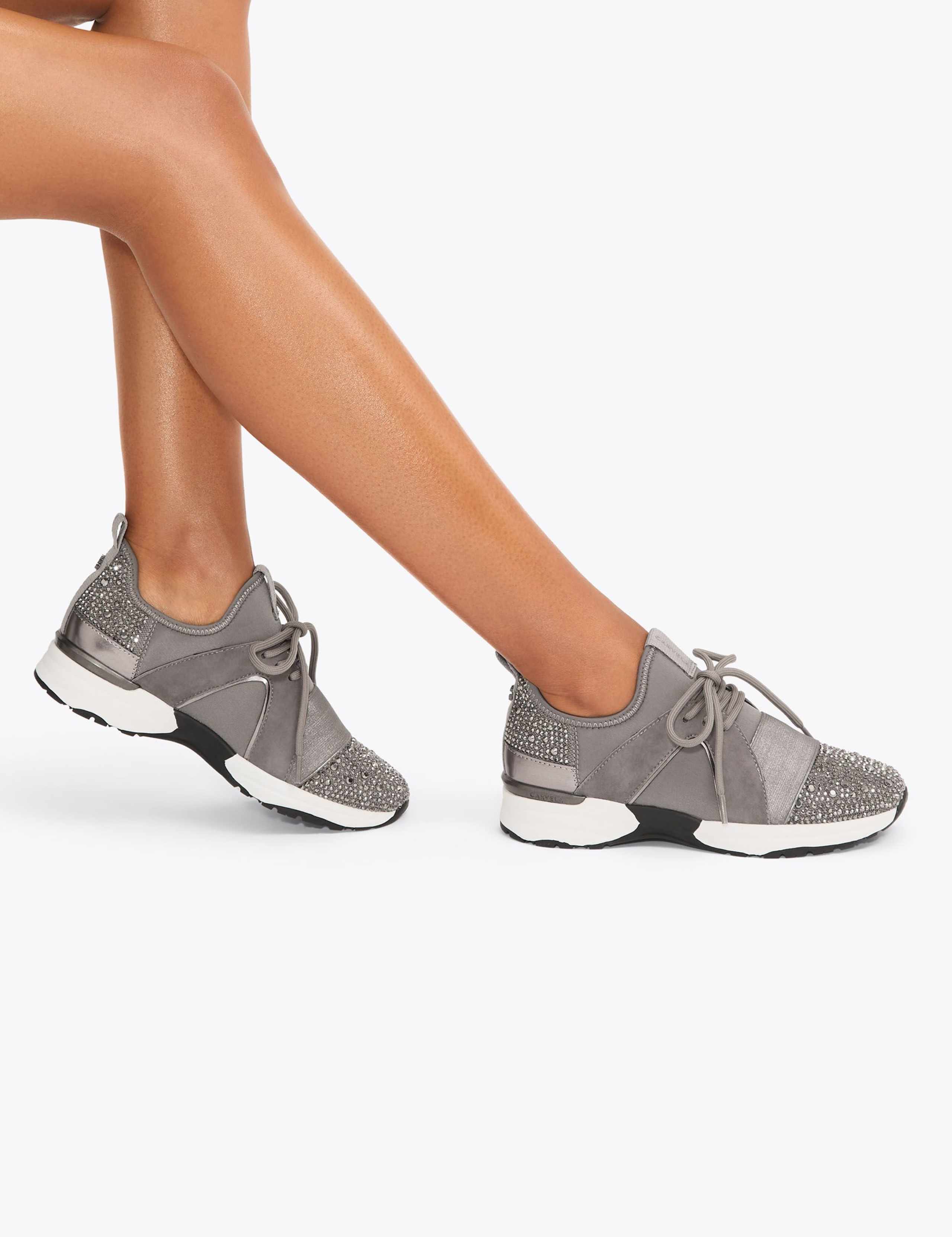 Lace Up Sparkle Crystal Embellished Trainers 2 of 5