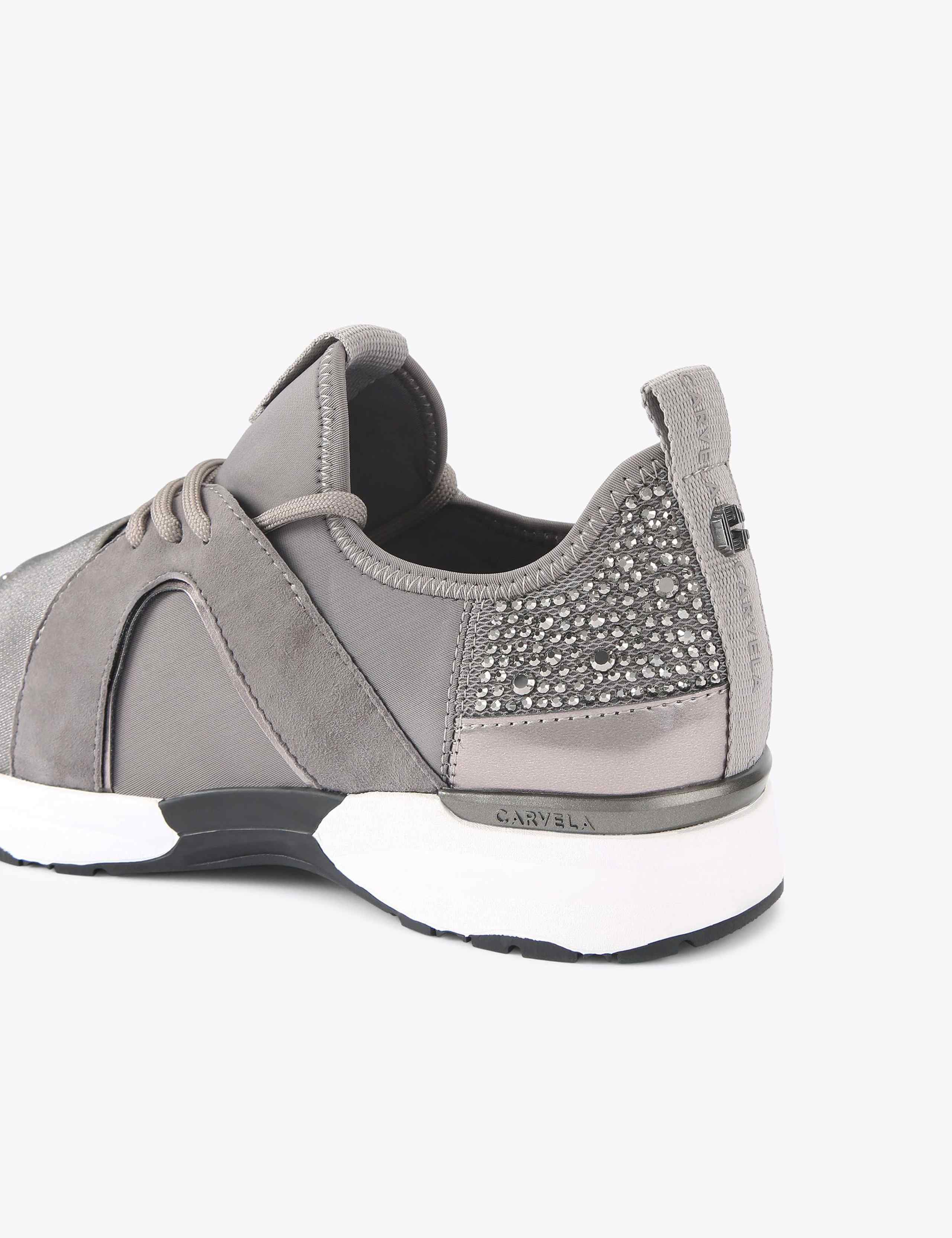 Lace Up Sparkle Crystal Embellished Trainers 4 of 5