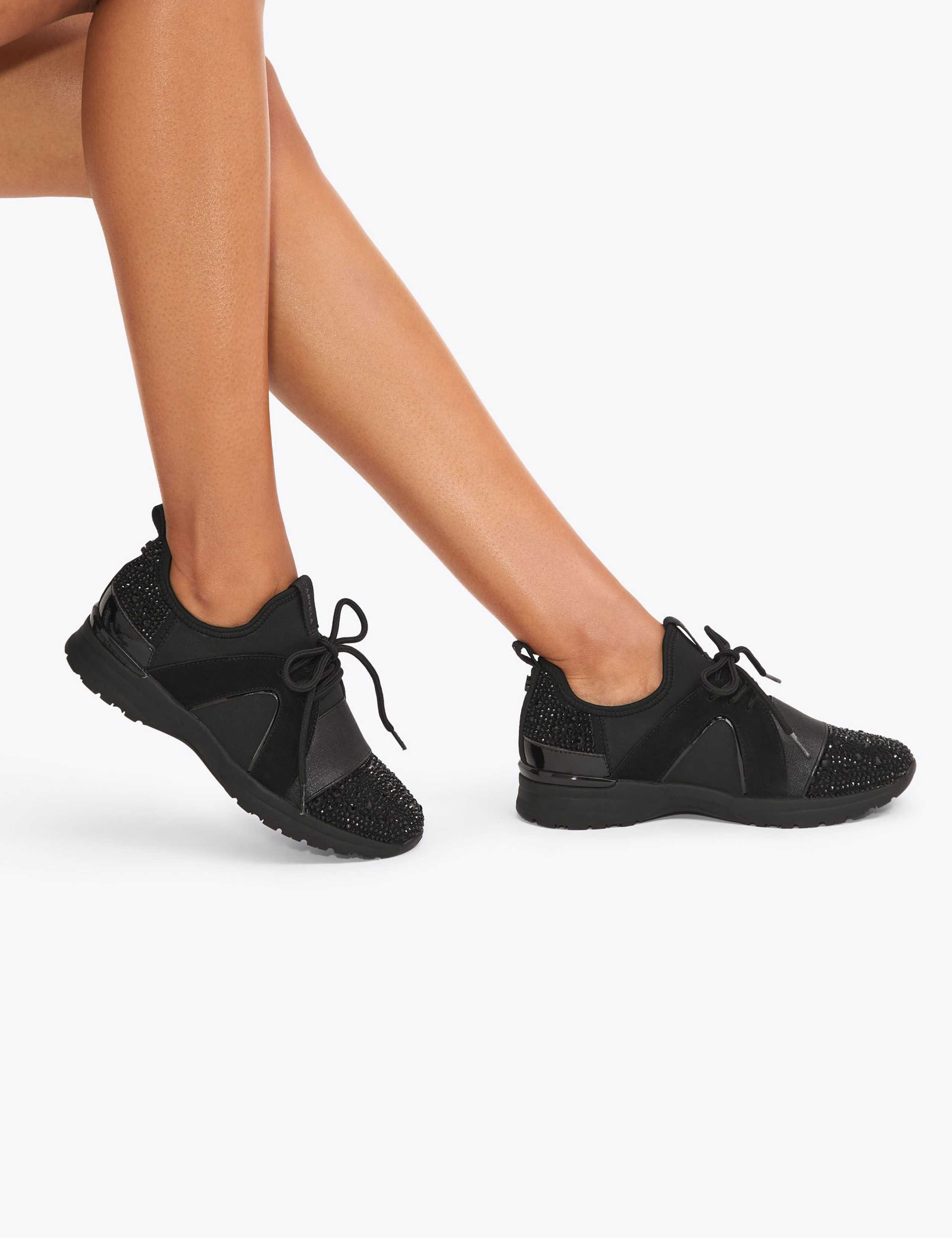 Lace Up Sparkle Crystal Embellished Trainers 2 of 5