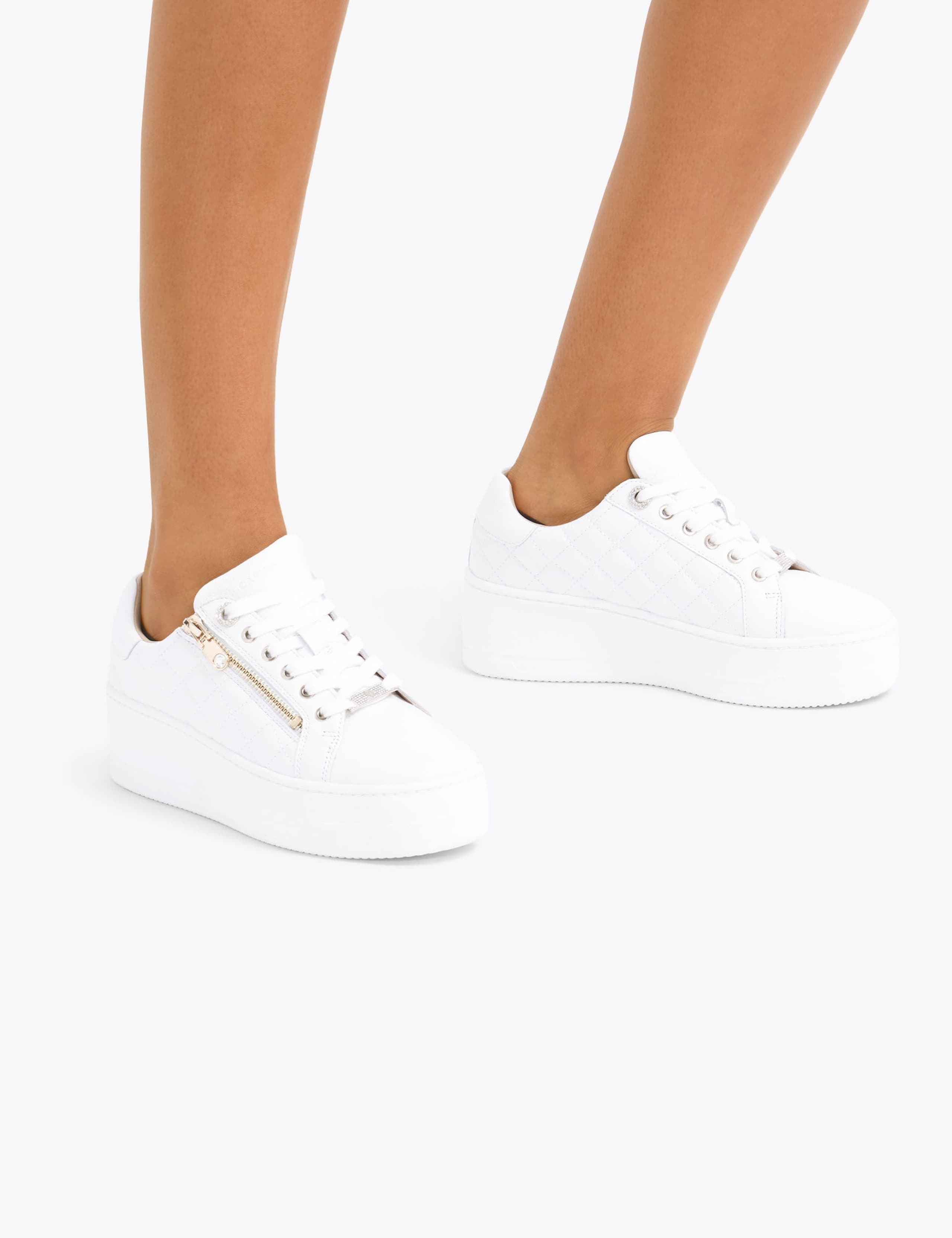Leather Lace Up Zip Detail Flatform Trainers 2 of 5