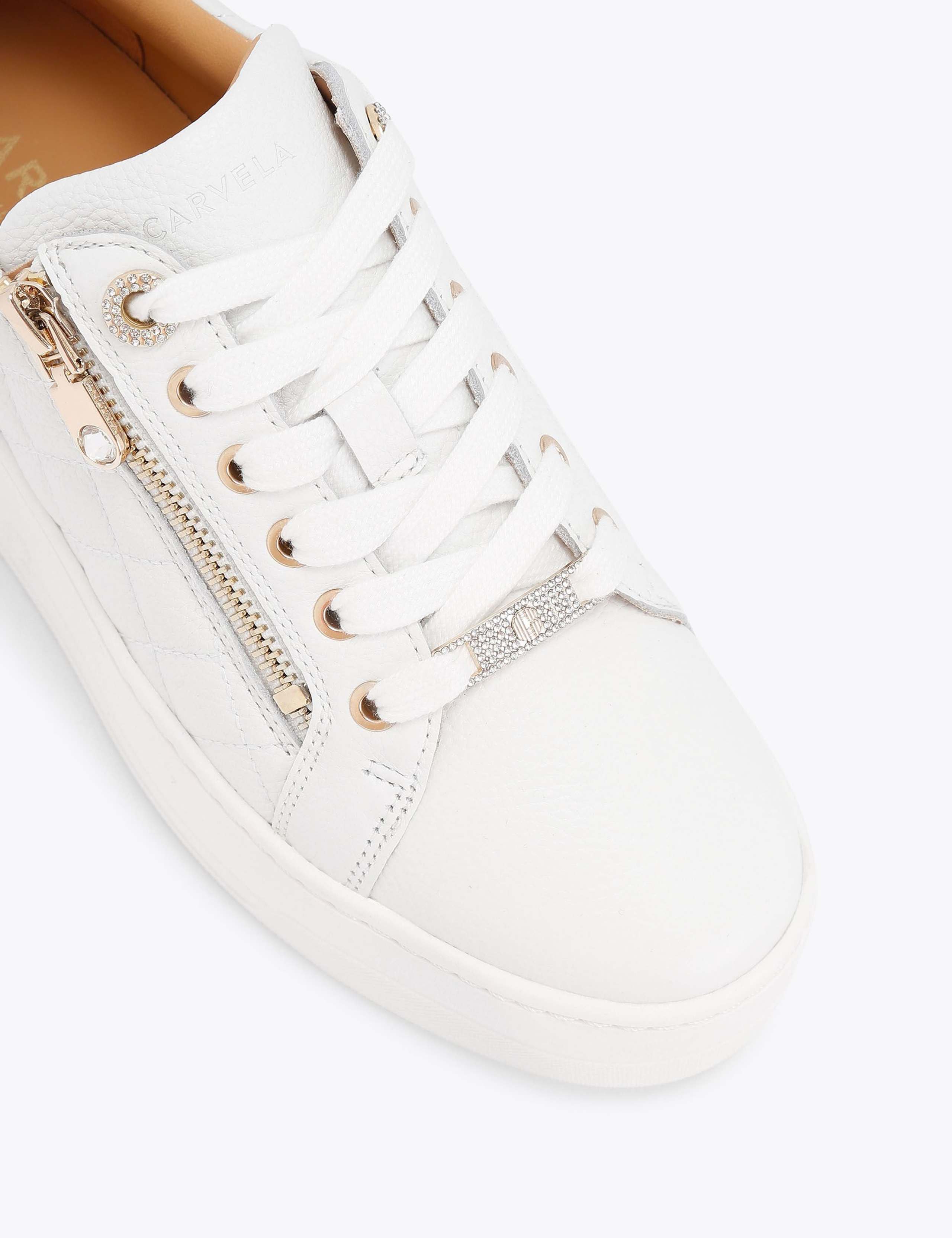 Leather Lace Up Zip Detail Flatform Trainers 5 of 5