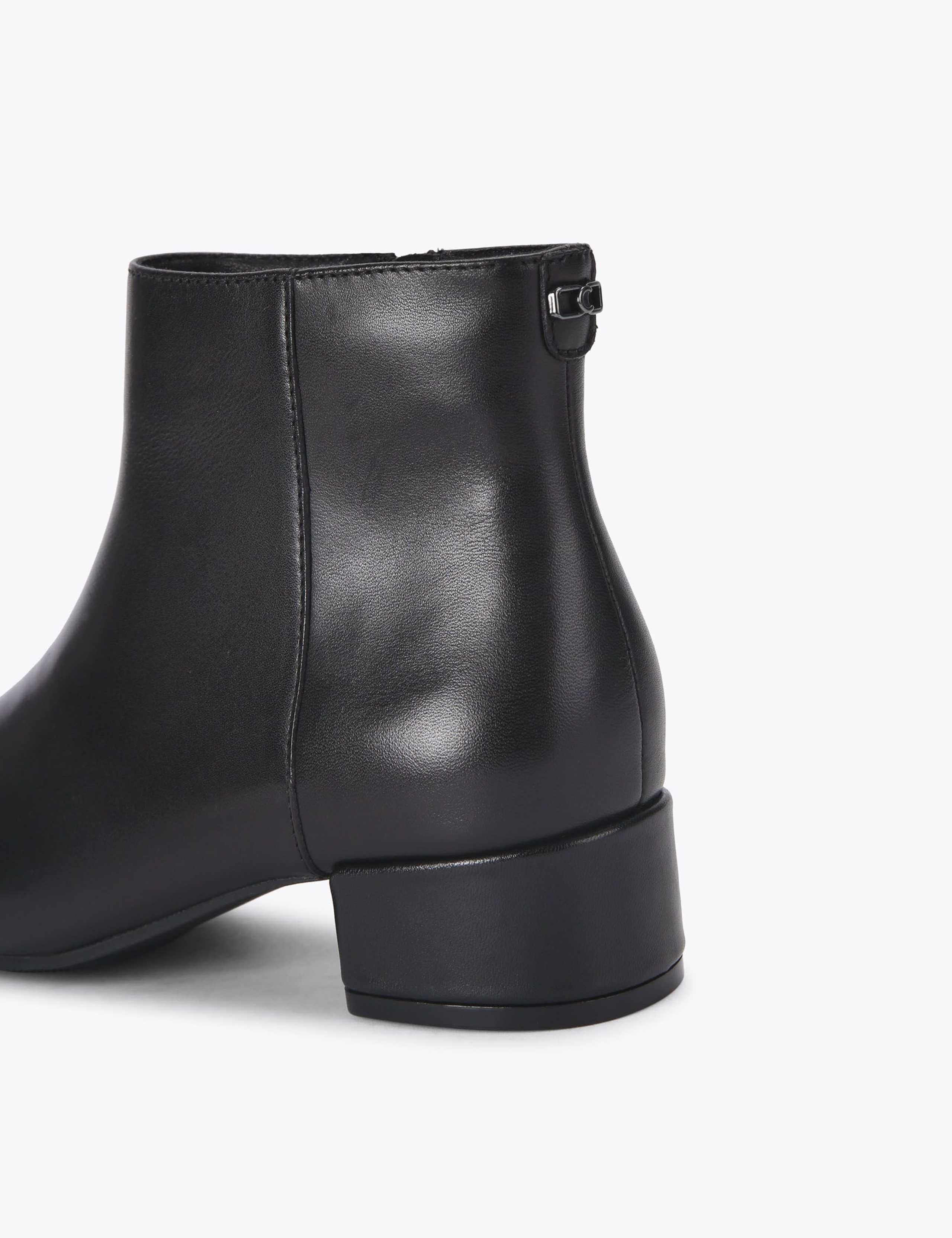 Leather Block Heel Round Toe Ankle Boots 3 of 4