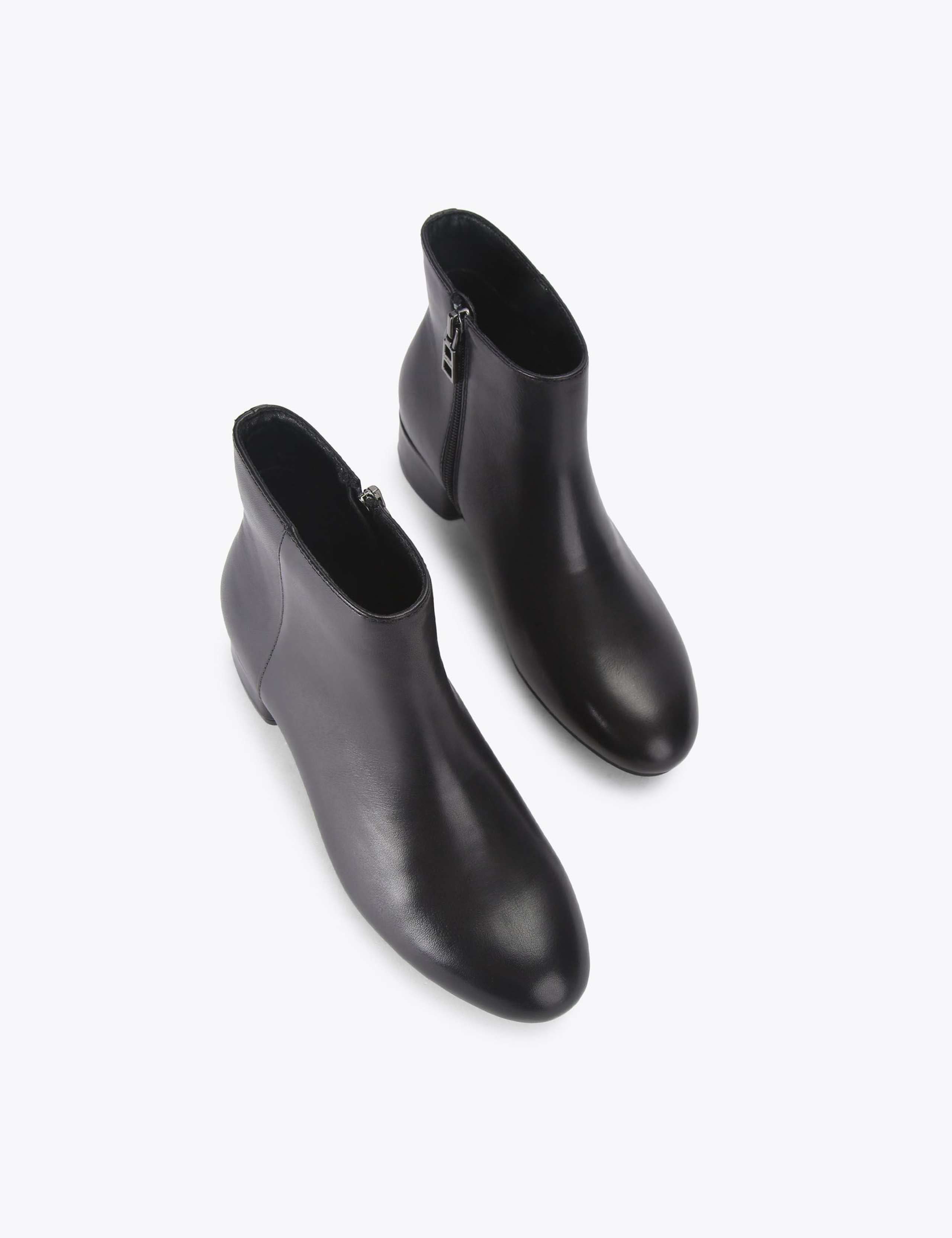 Leather Block Heel Round Toe Ankle Boots 4 of 4