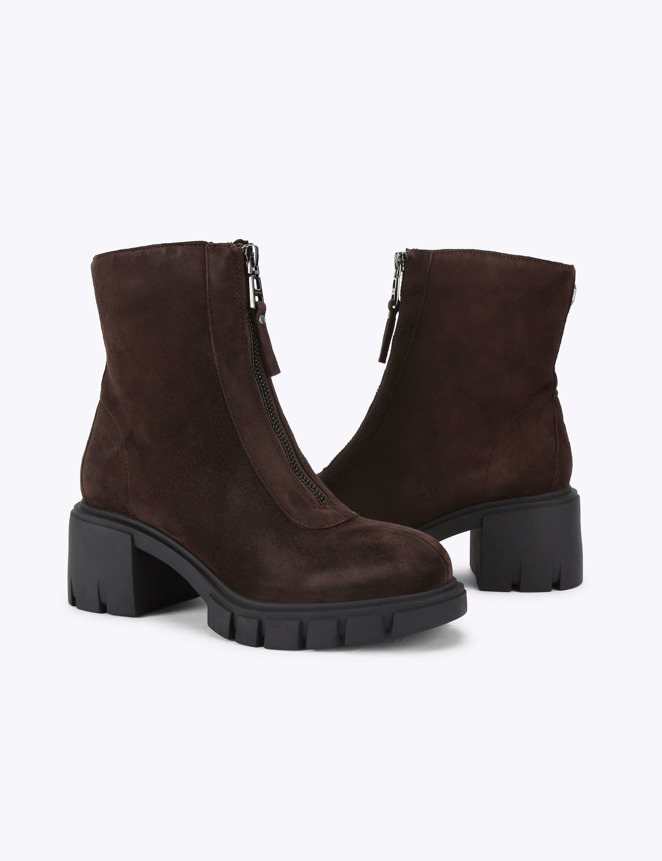 Suede Chunky Zip Block Heel Ankle Boots 2 of 4