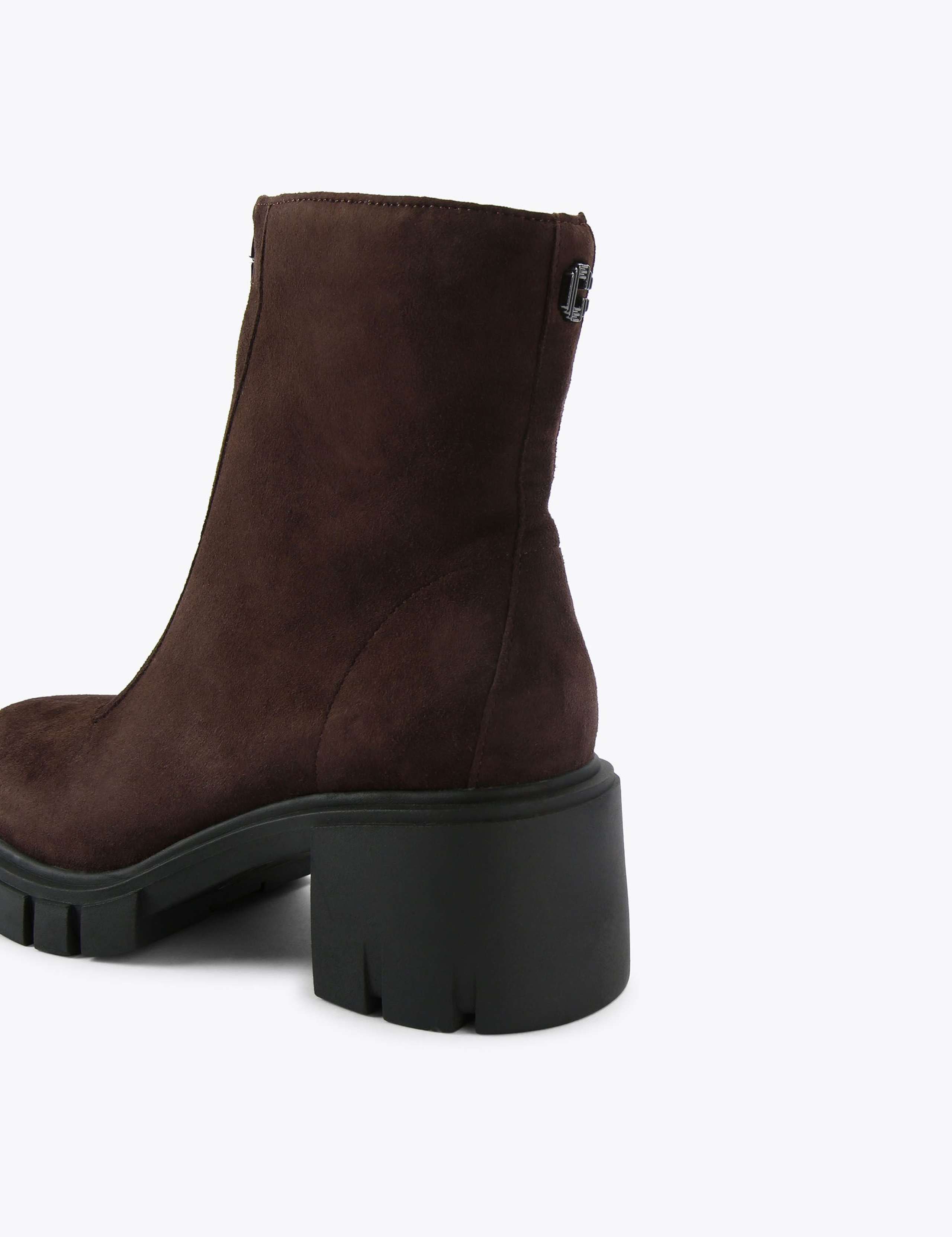 Suede Chunky Zip Block Heel Ankle Boots 4 of 4