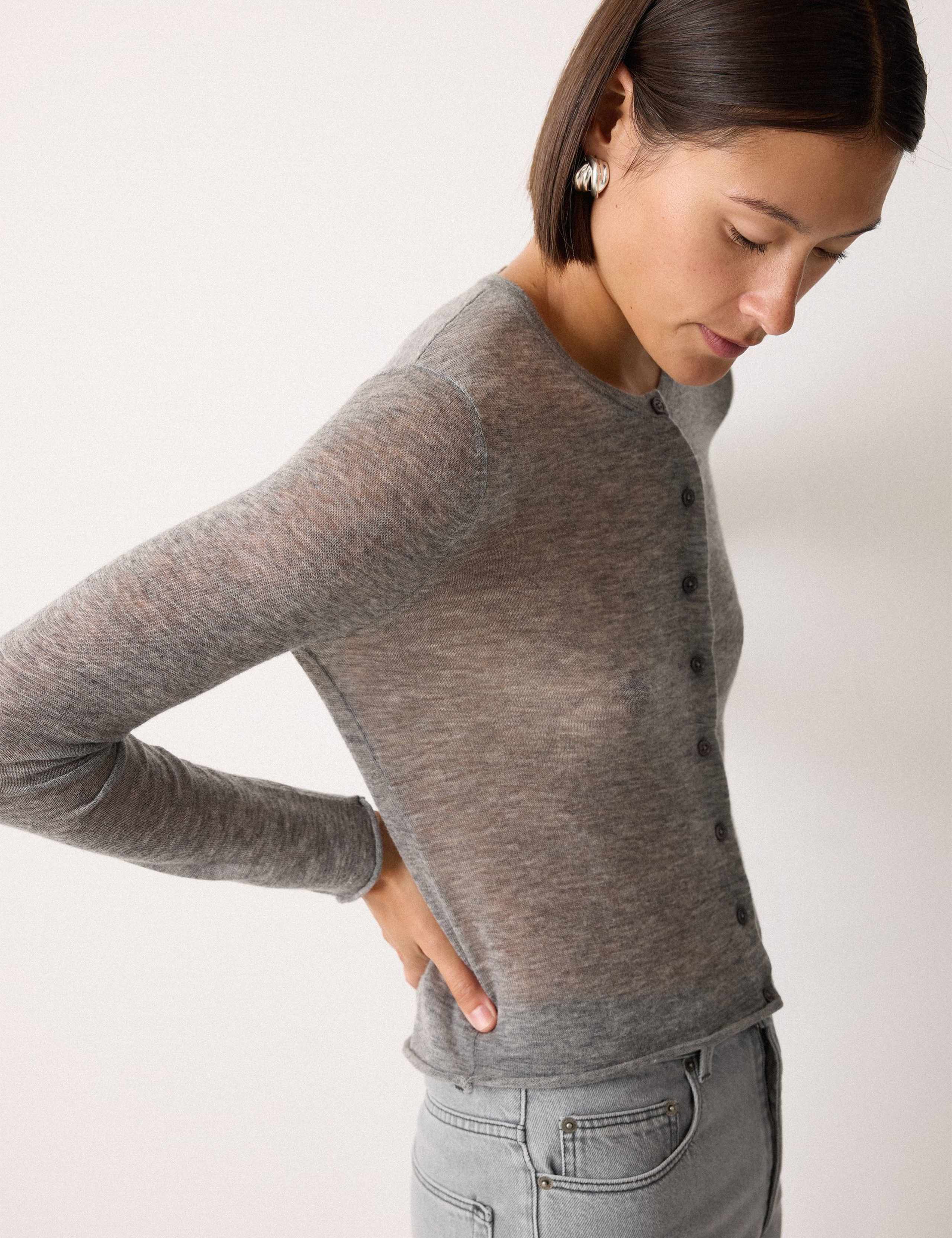 Pure Wool Crew Neck Cardigan 5 of 5