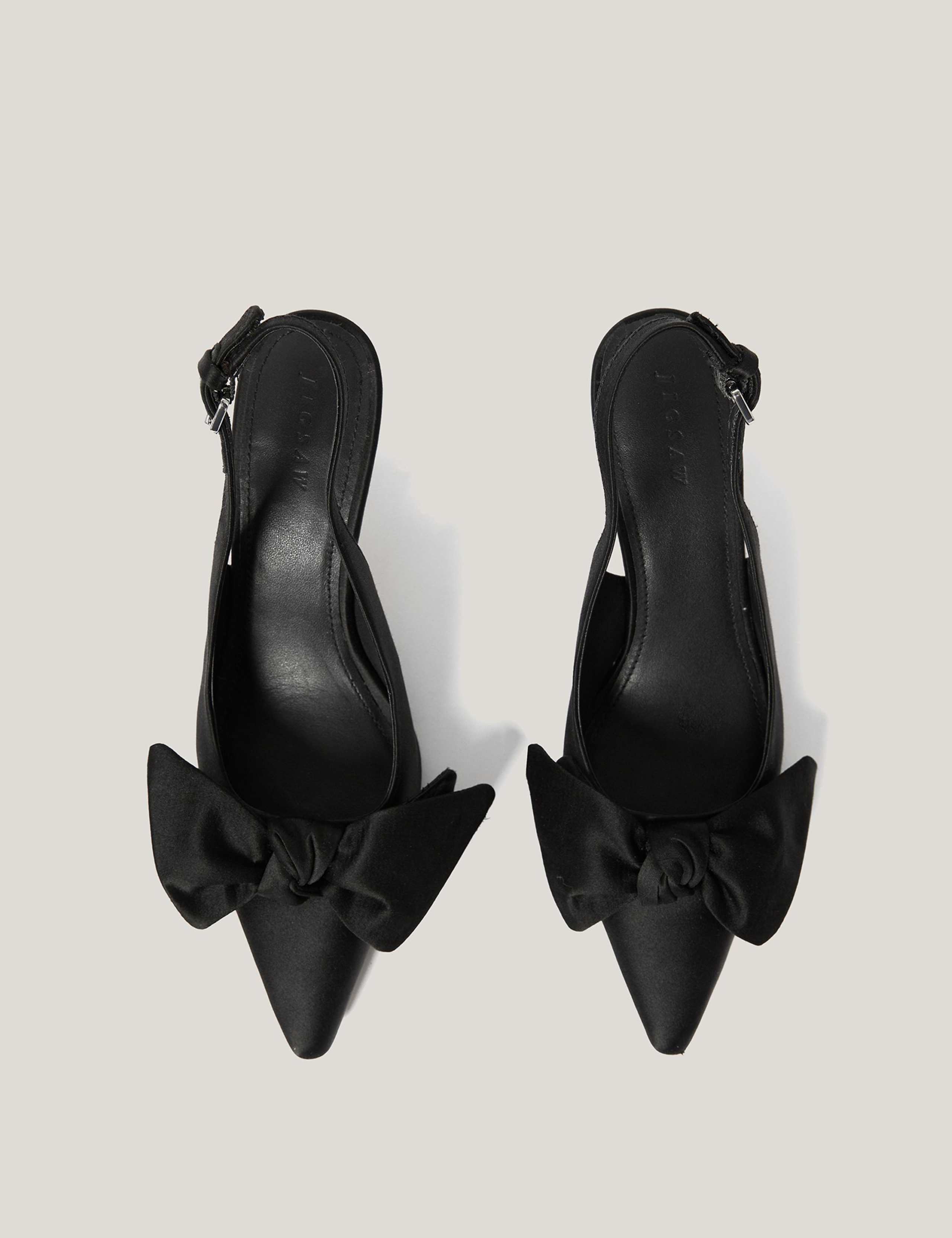 Satin Bow Slingback Heels 1 of 6