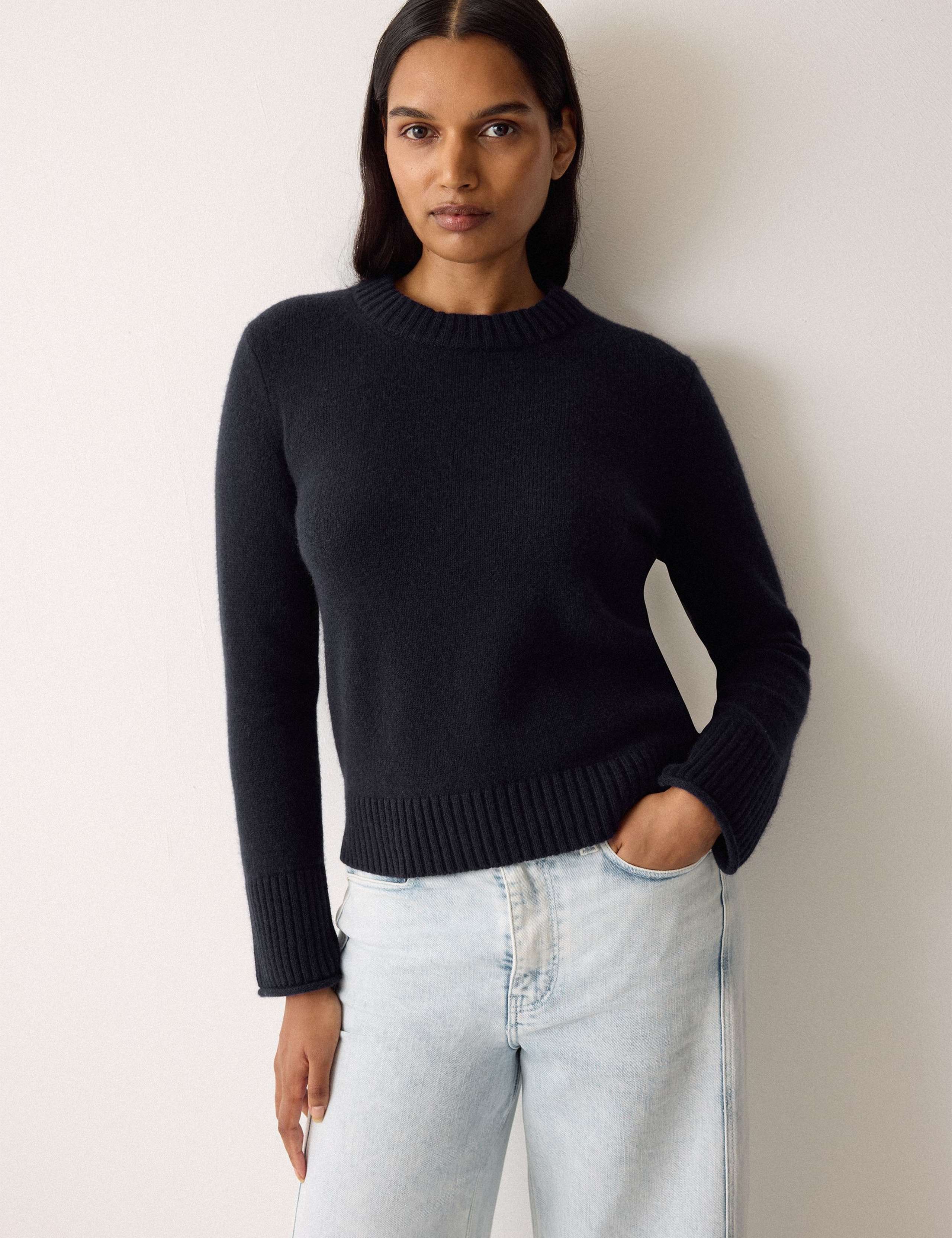 Wool Rich Crew Neck Jumper with Cashmere 1 of 5