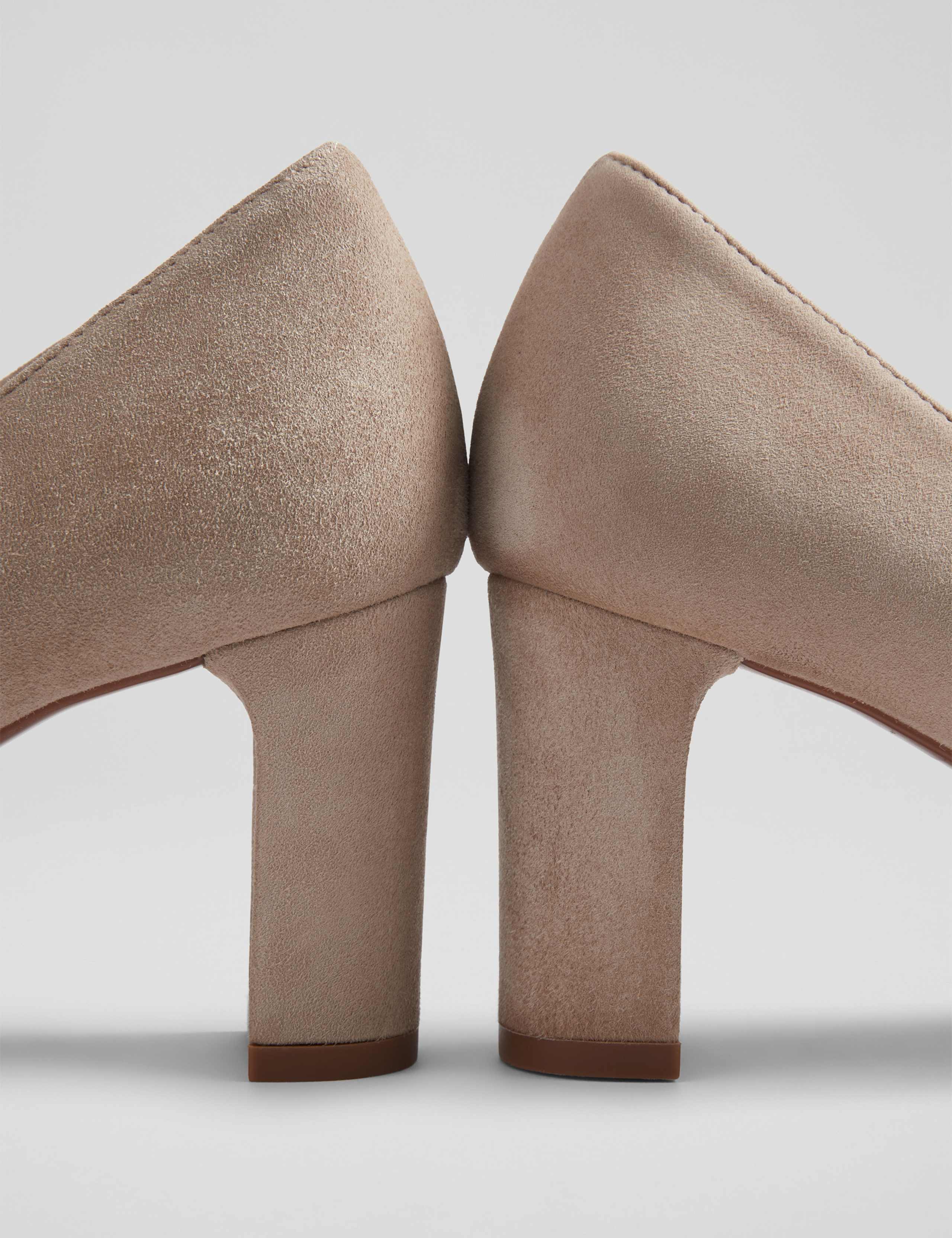 Suede Block Heel Court Shoes 3 of 4