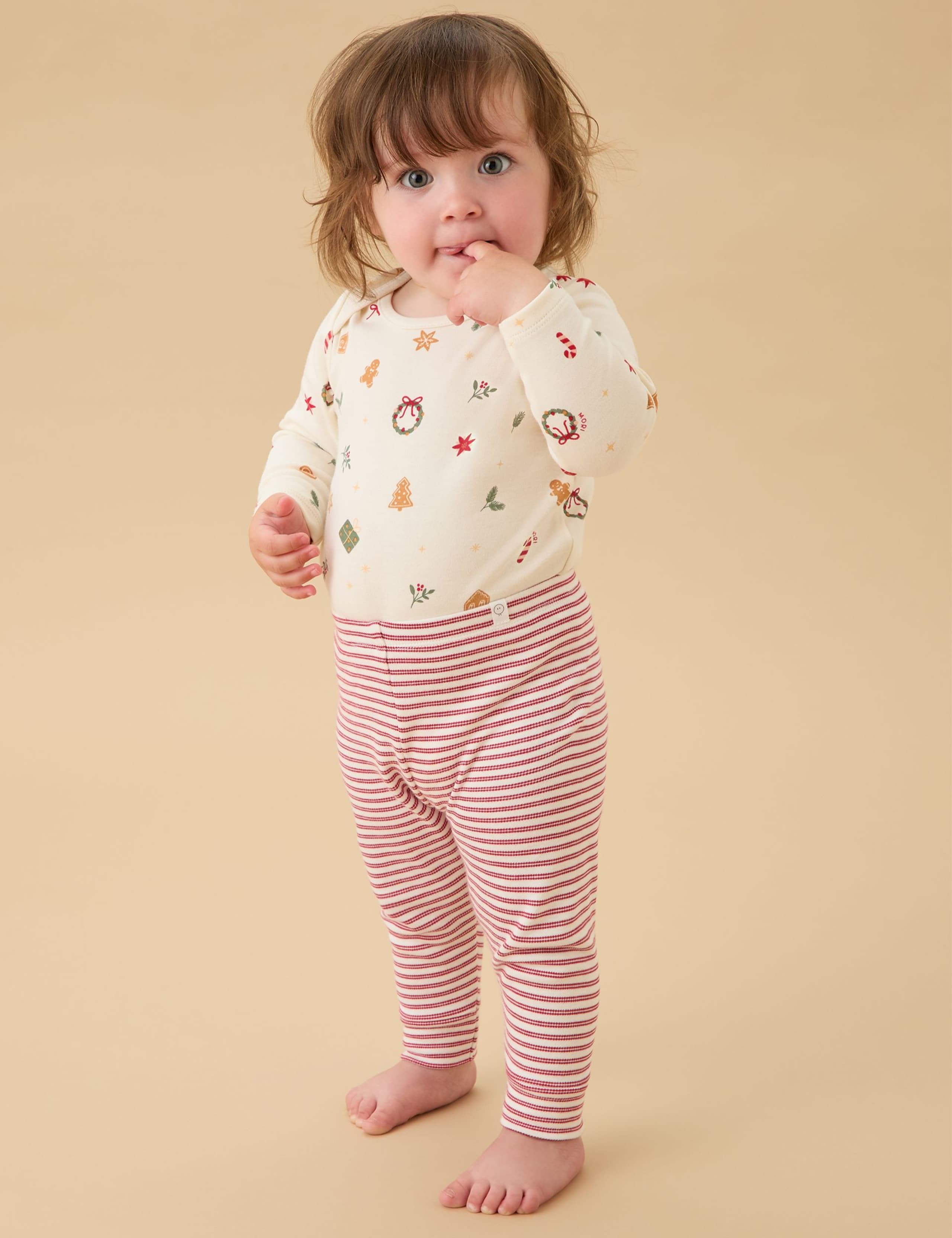 Cotton Blend Striped Leggings (3 Mths-6 Yrs) 1 of 2