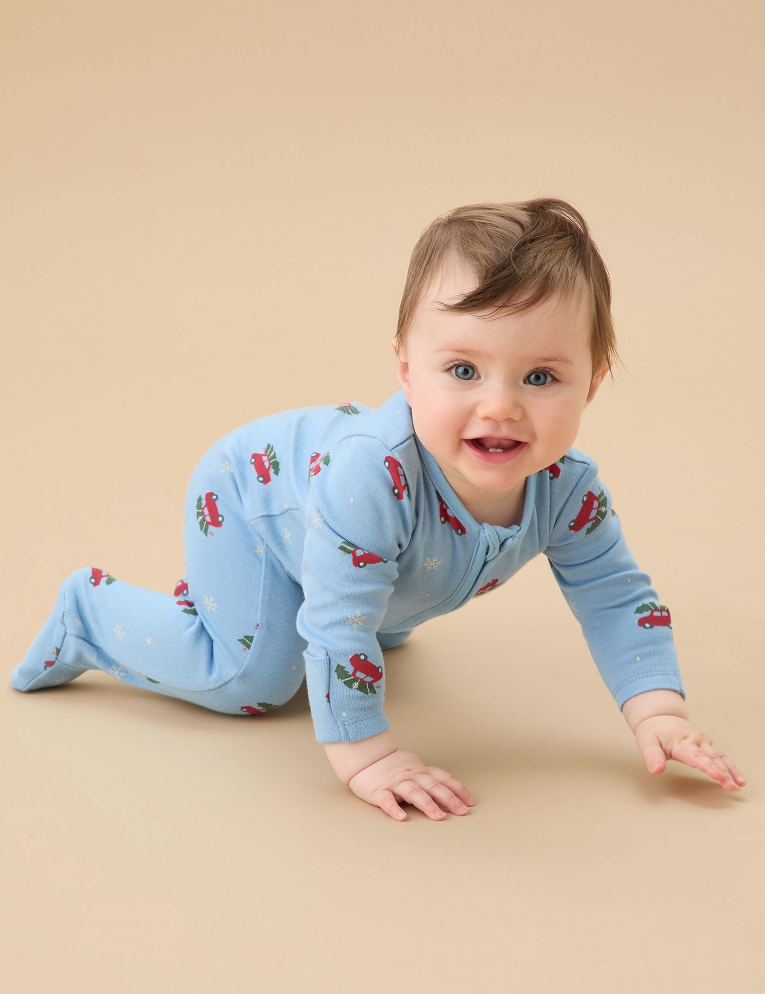 Cotton Blend Snowy Car Zip Sleepsuit (0-24 Months) 2 of 2