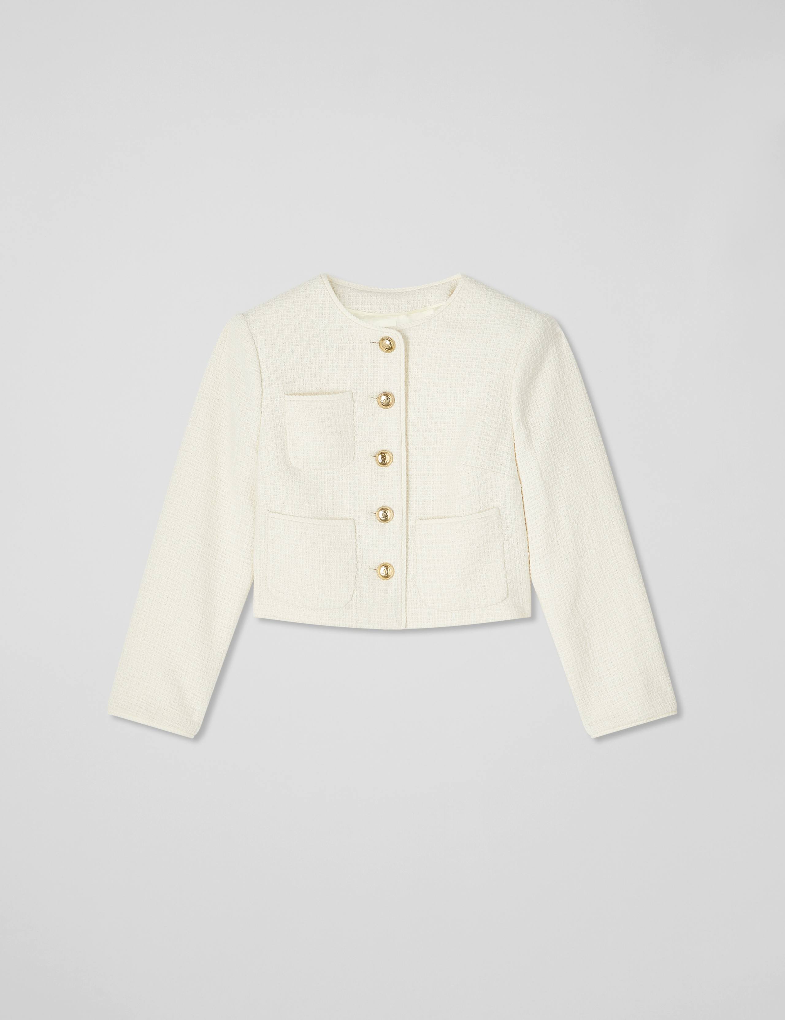 Tweed Collarless Cropped Jacket 2 of 4