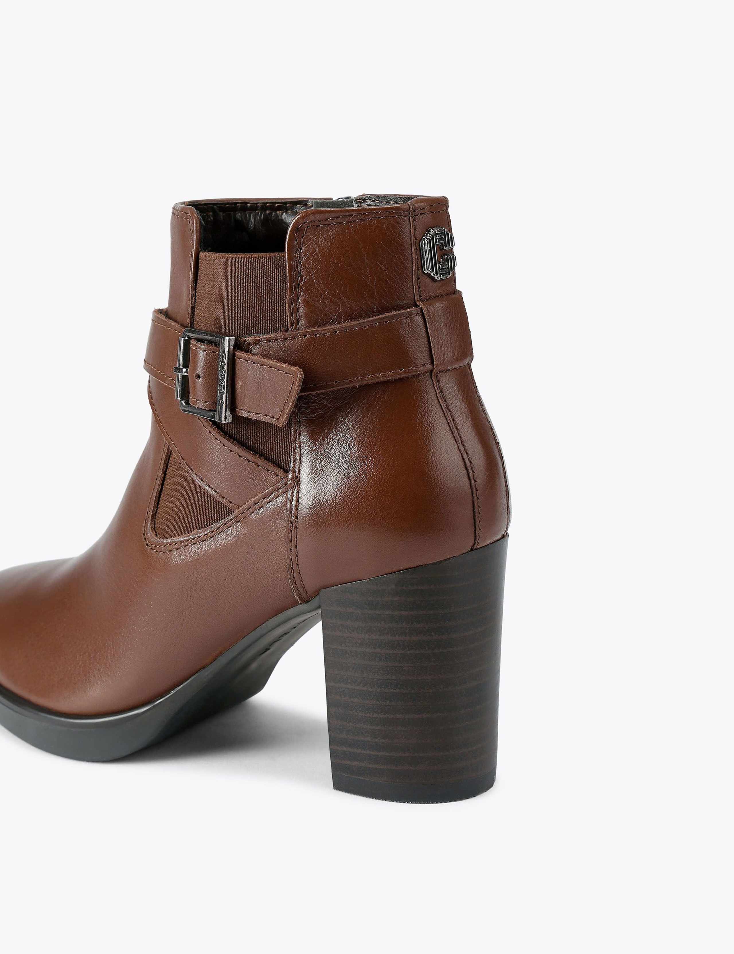 Wide Fit Leather Block Heel Ankle Boots 2 of 4